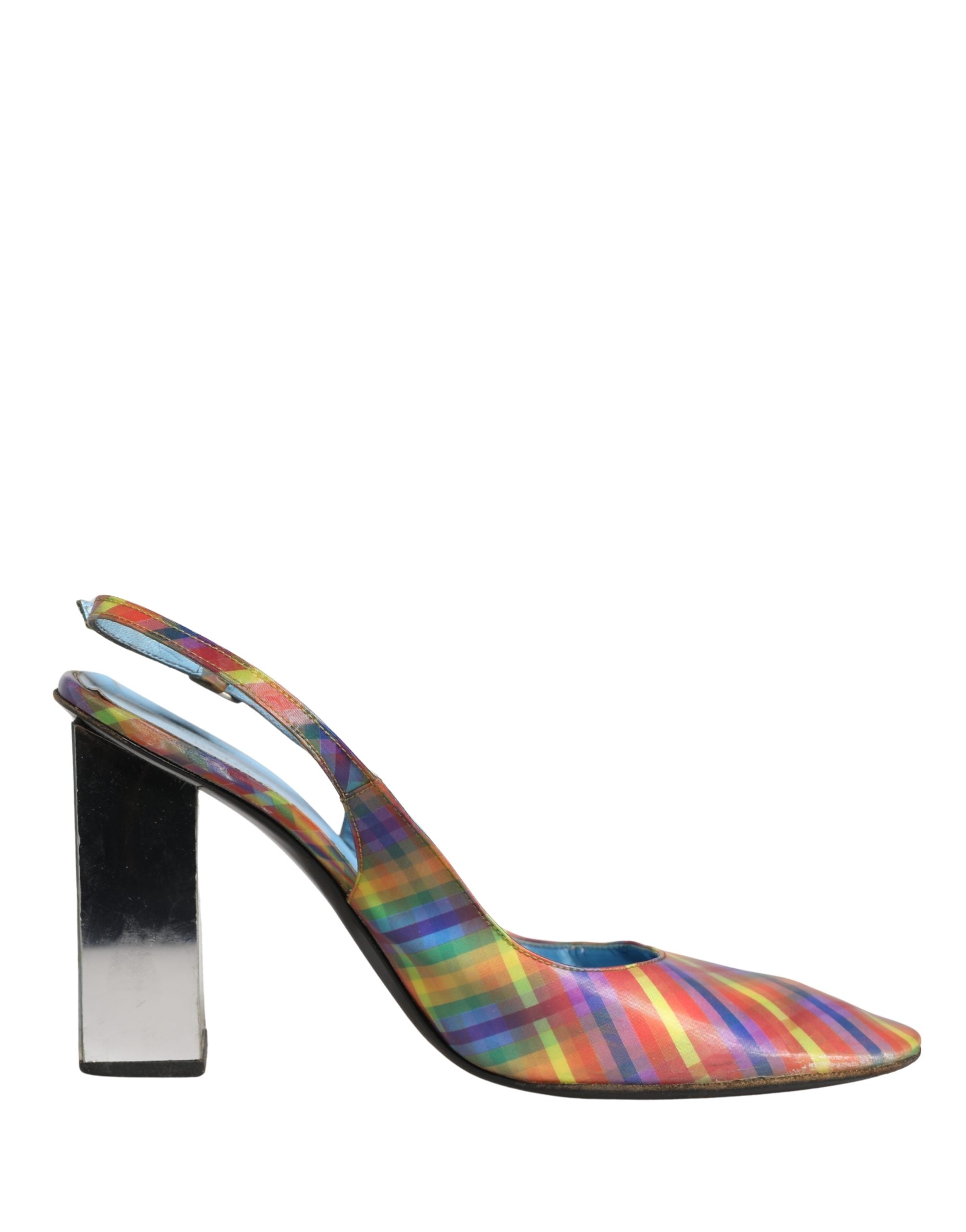 Dolce & Gabbana Multicolor Plaid Heels Slingback Sandals Women's Shoes (Pre-Owned)