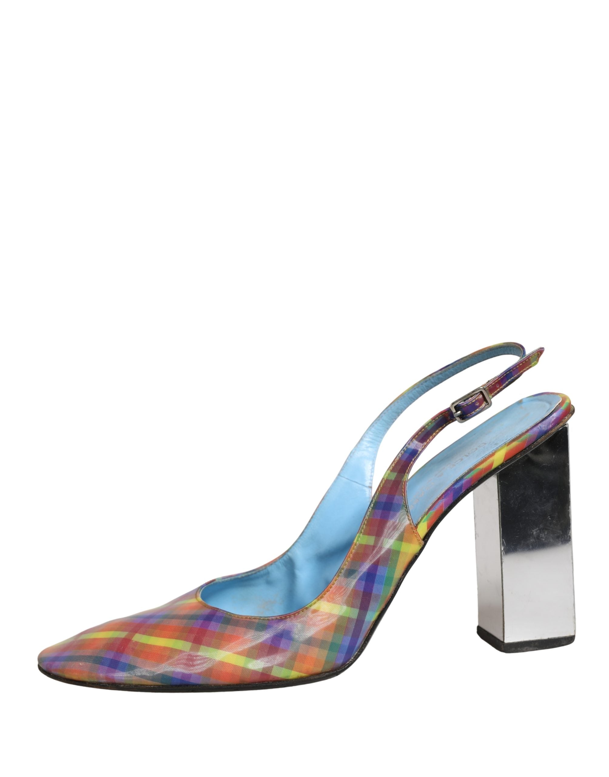Dolce & Gabbana Multicolor Plaid Heels Slingback Sandals Women's Shoes (Pre-Owned)