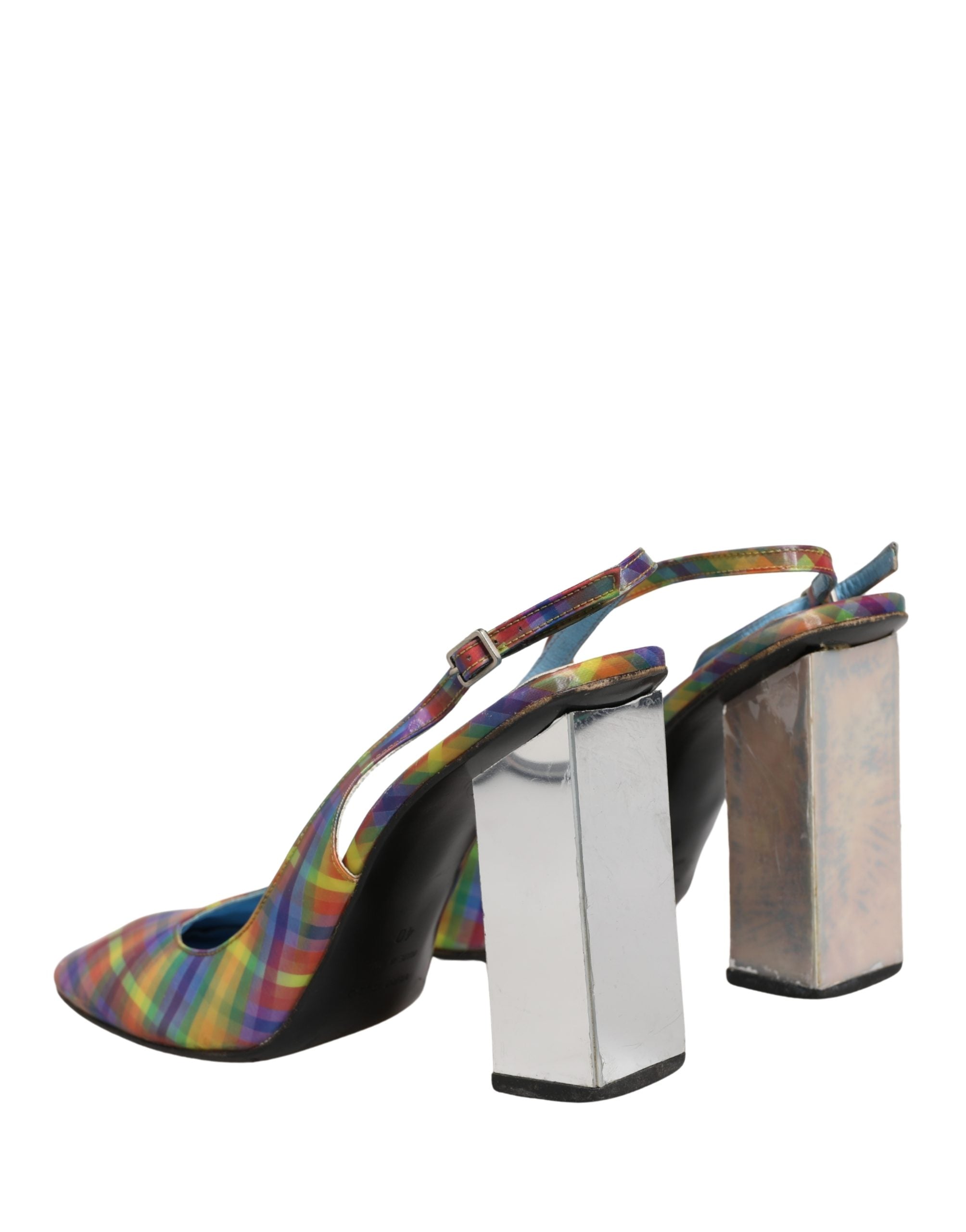 Dolce & Gabbana Multicolor Plaid Heels Slingback Sandals Women's Shoes (Pre-Owned)