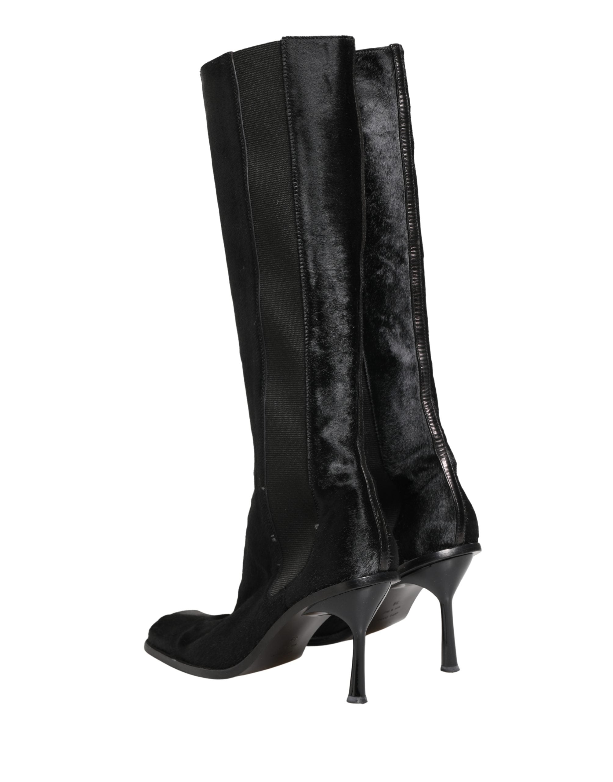 Dolce & Gabbana Black Suede Leather Knee High Boots Women's Shoes (Pre-Owned)