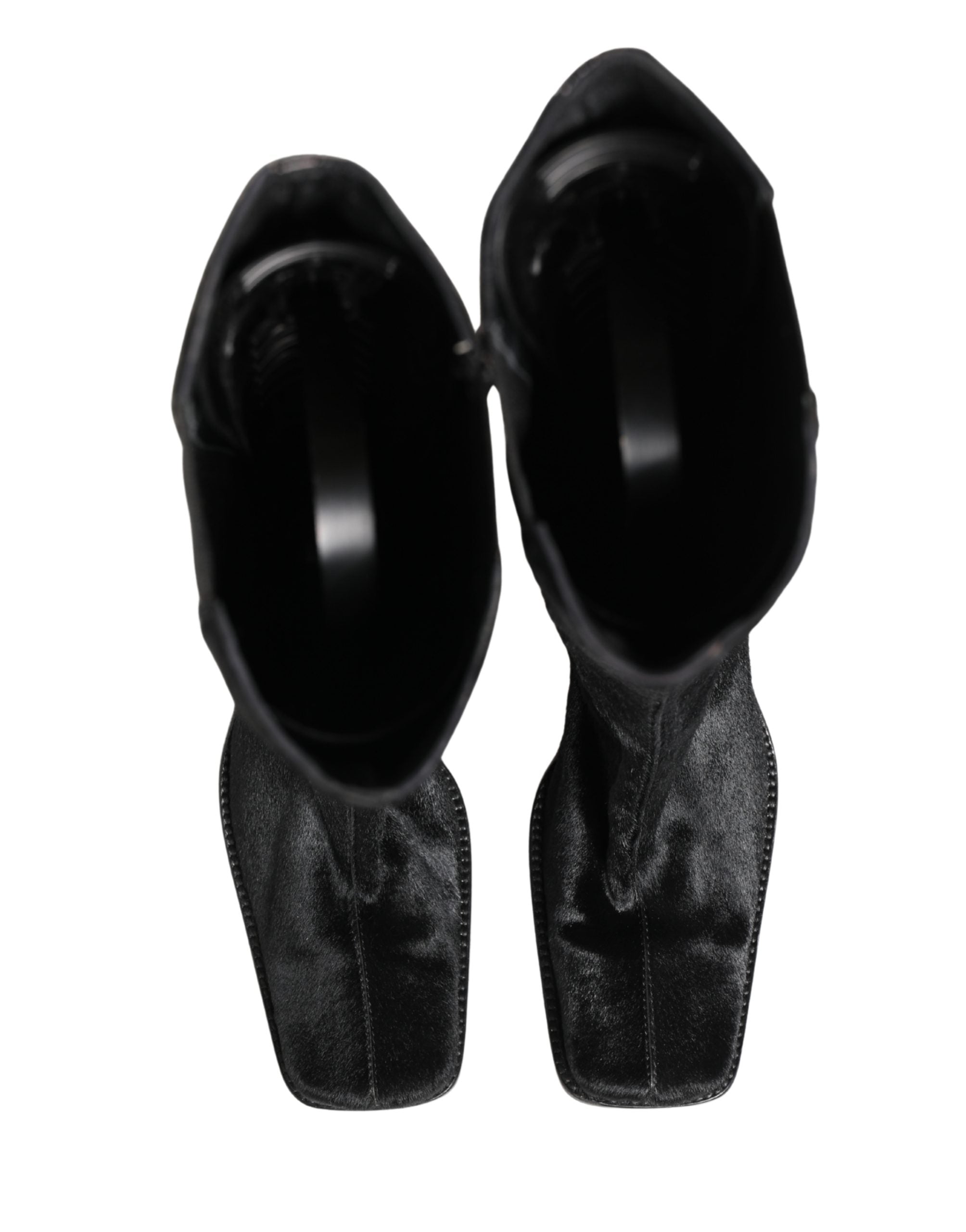 Dolce & Gabbana Black Suede Leather Knee High Boots Women's Shoes (Pre-Owned)