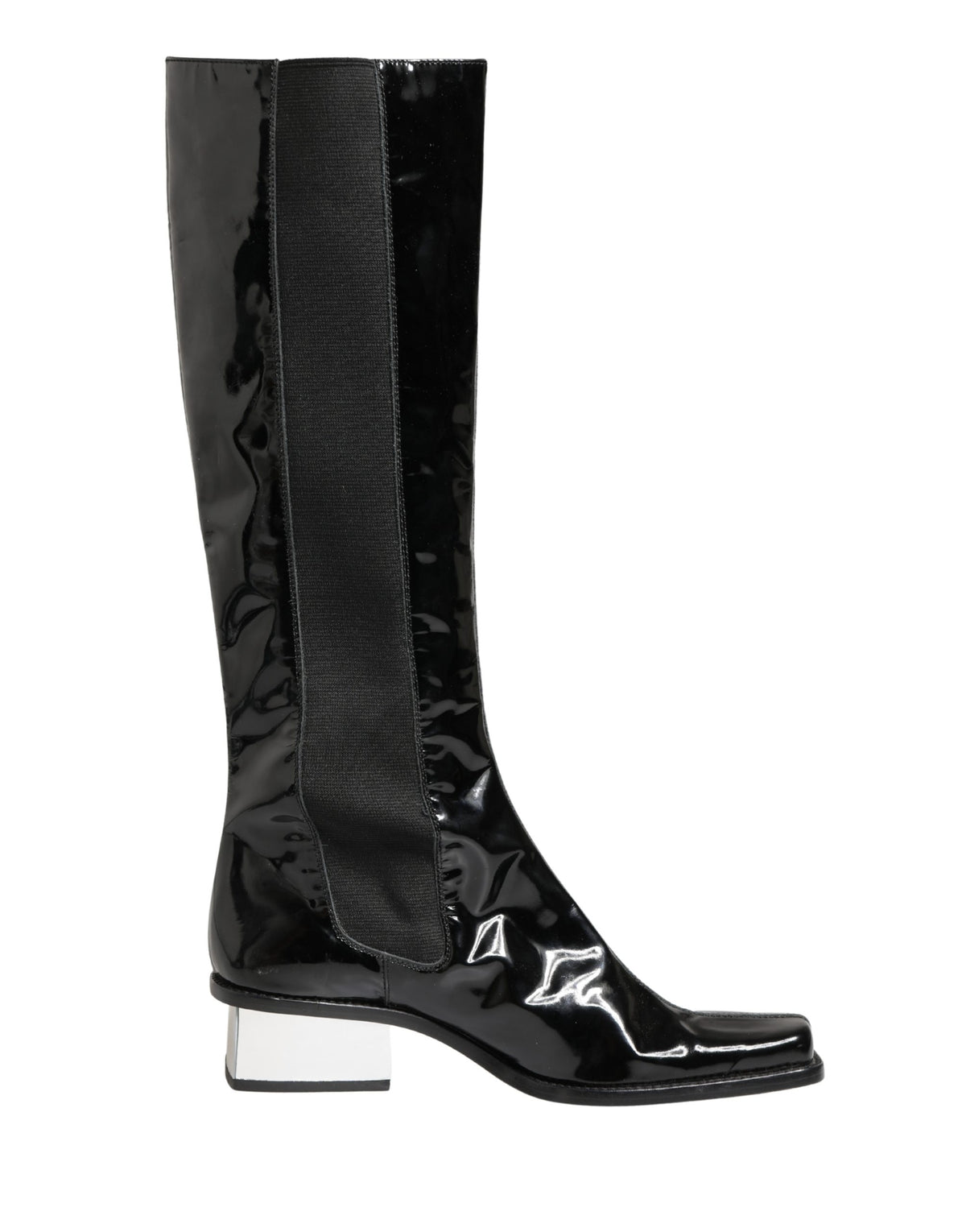 Dolce & Gabbana Black Patent Leather Knee High Boots Women's Shoes (Pre-Owned)