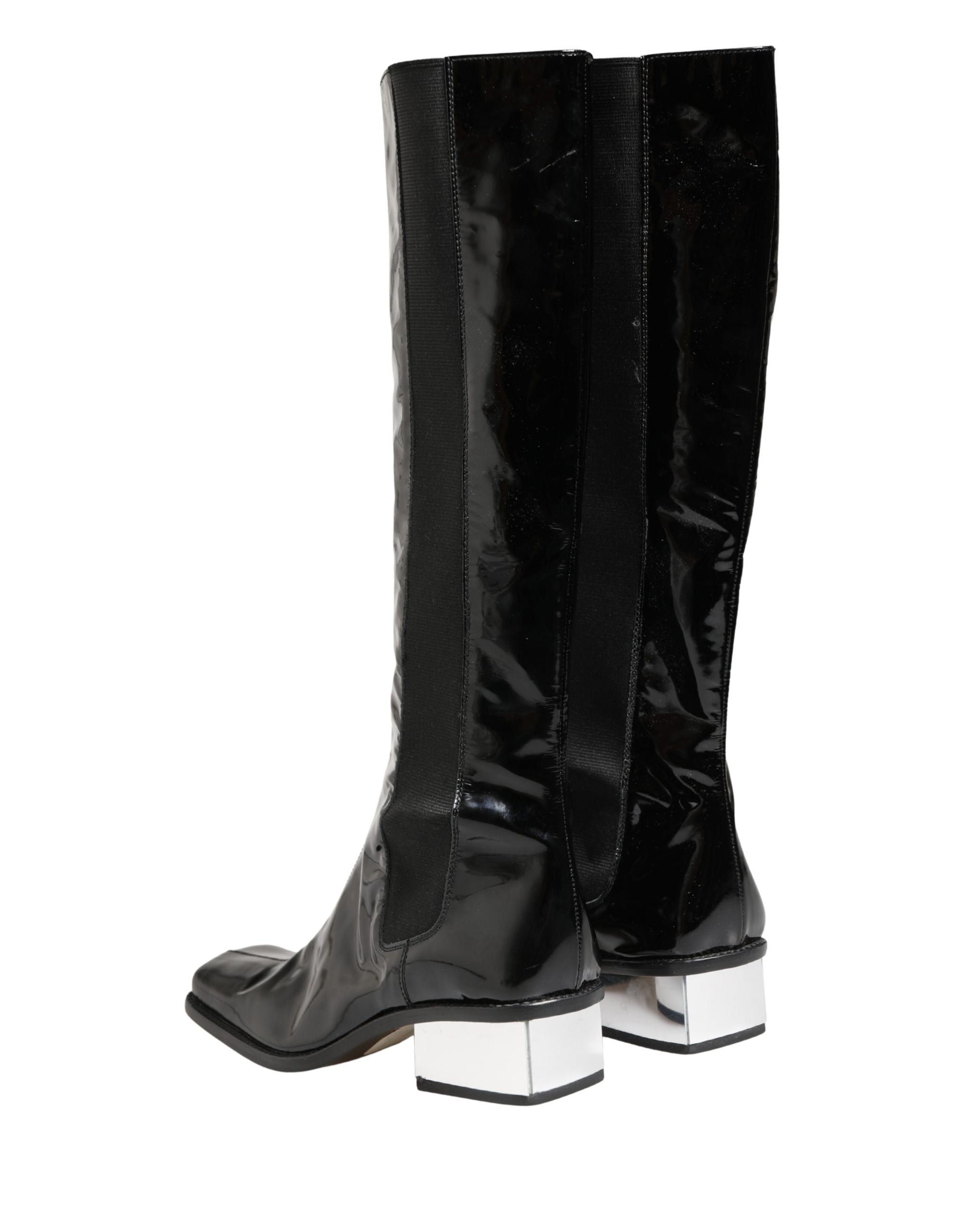 Dolce & Gabbana Black Patent Leather Knee High Boots Women's Shoes (Pre-Owned)