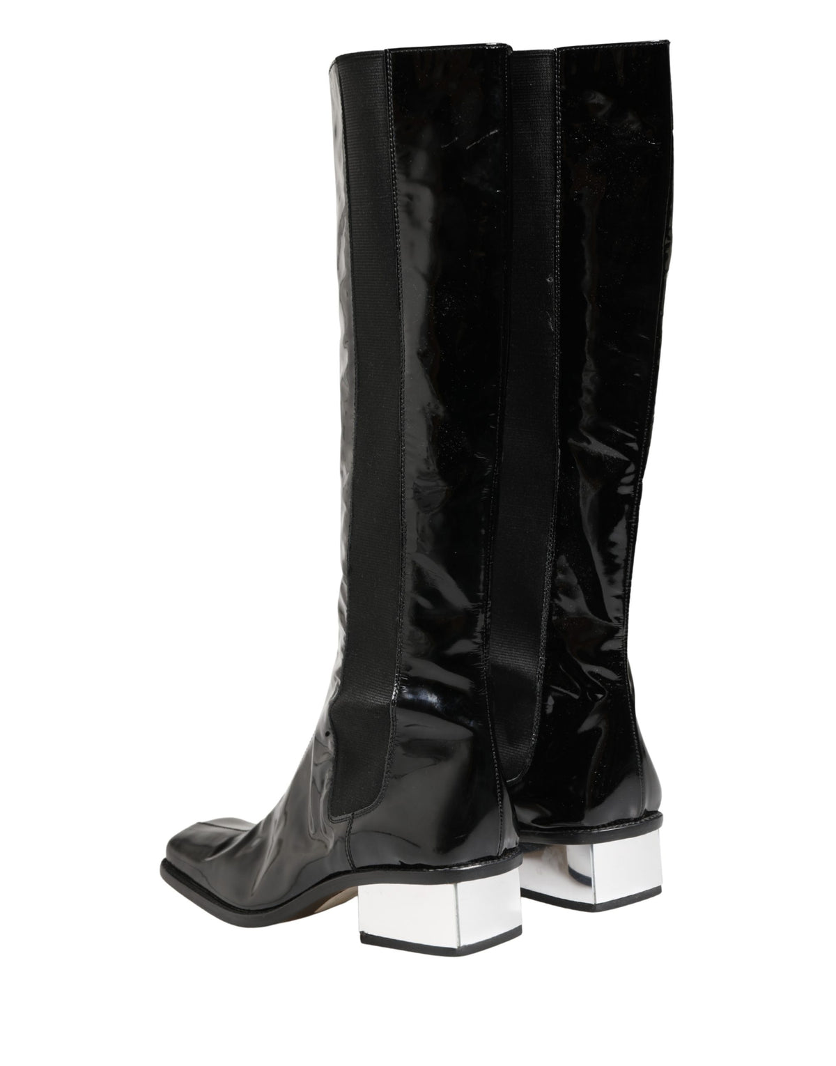 Dolce & Gabbana Black Patent Leather Knee High Boots Women's Shoes (Pre-Owned)