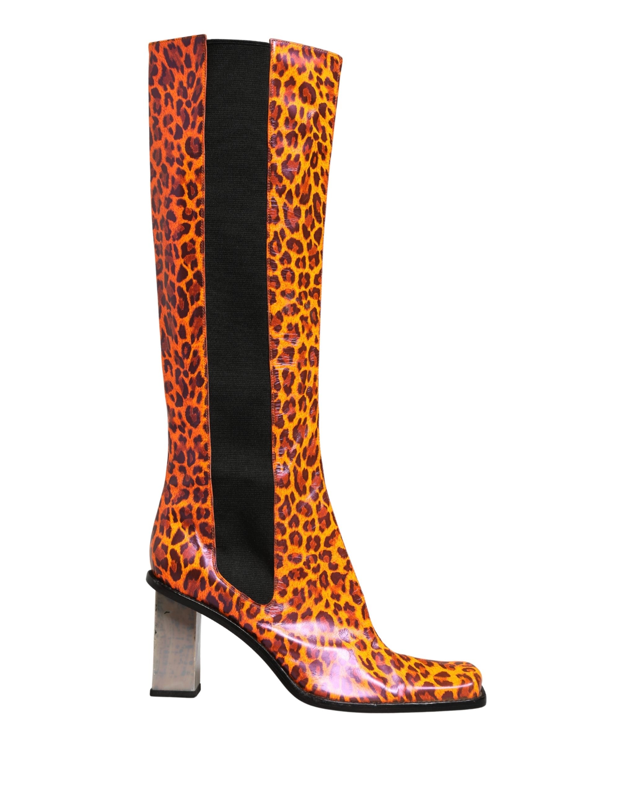 Dolce & Gabbana Brown Leopard Leather Knee High Boots Women's Shoes (Pre-Owned)