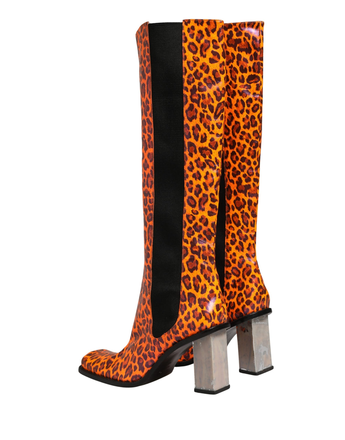 Dolce & Gabbana Brown Leopard Leather Knee High Boots Women's Shoes (Pre-Owned)