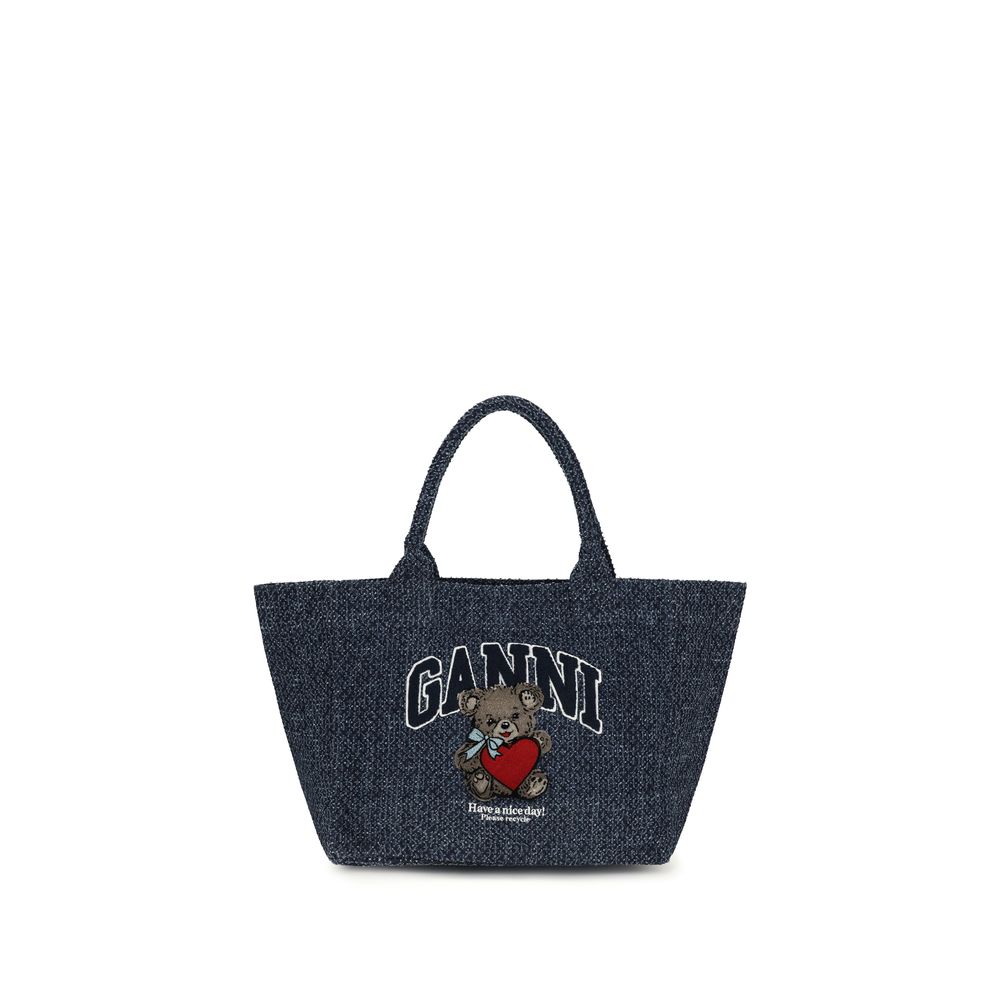 Ganni Blue Cotton Shoulder Women's Bag