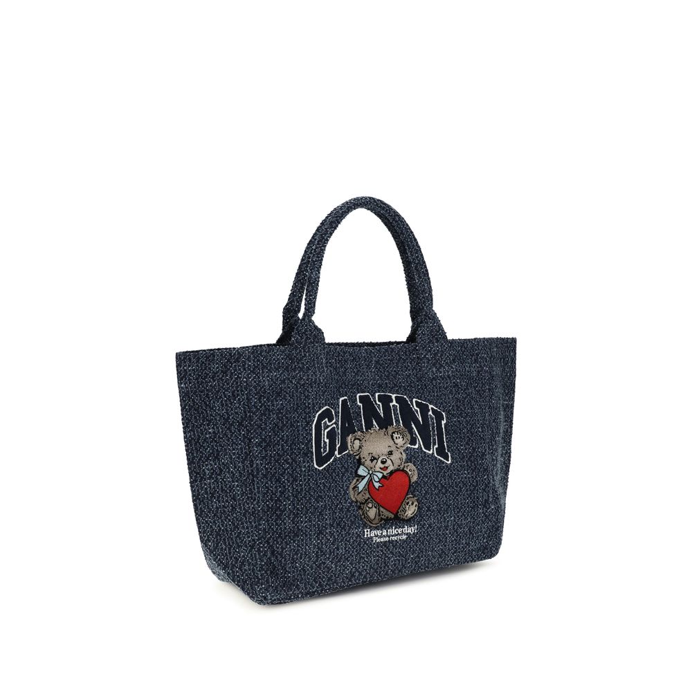 Ganni Blue Cotton Shoulder Women's Bag