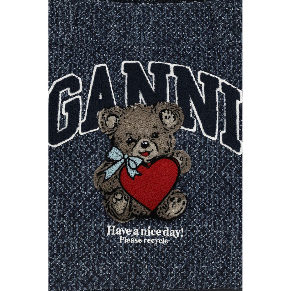 Ganni Blue Cotton Shoulder Women's Bag
