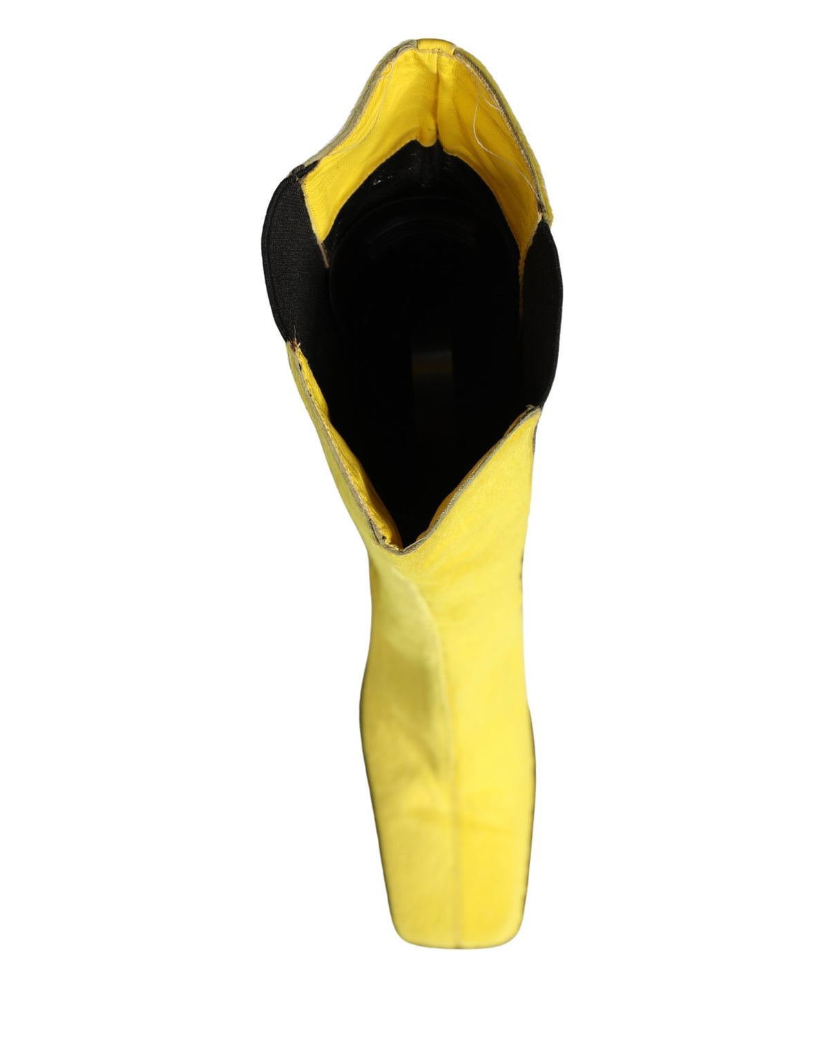 Dolce & Gabbana Yellow Black Leather Knee High Boots Women's Shoes (Pre-Owned)