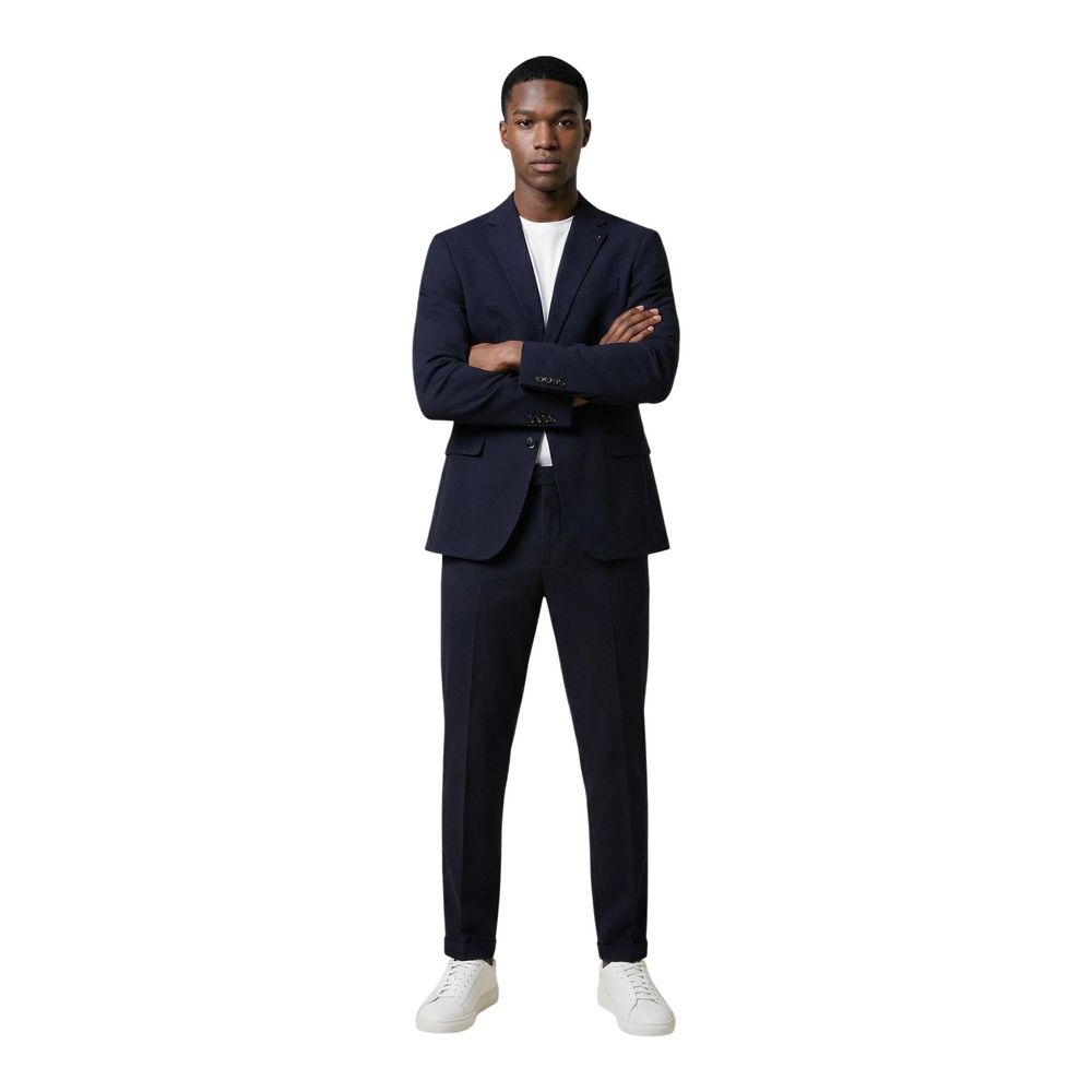 Mulish Blue Cotton Two-Piece Men's Suit