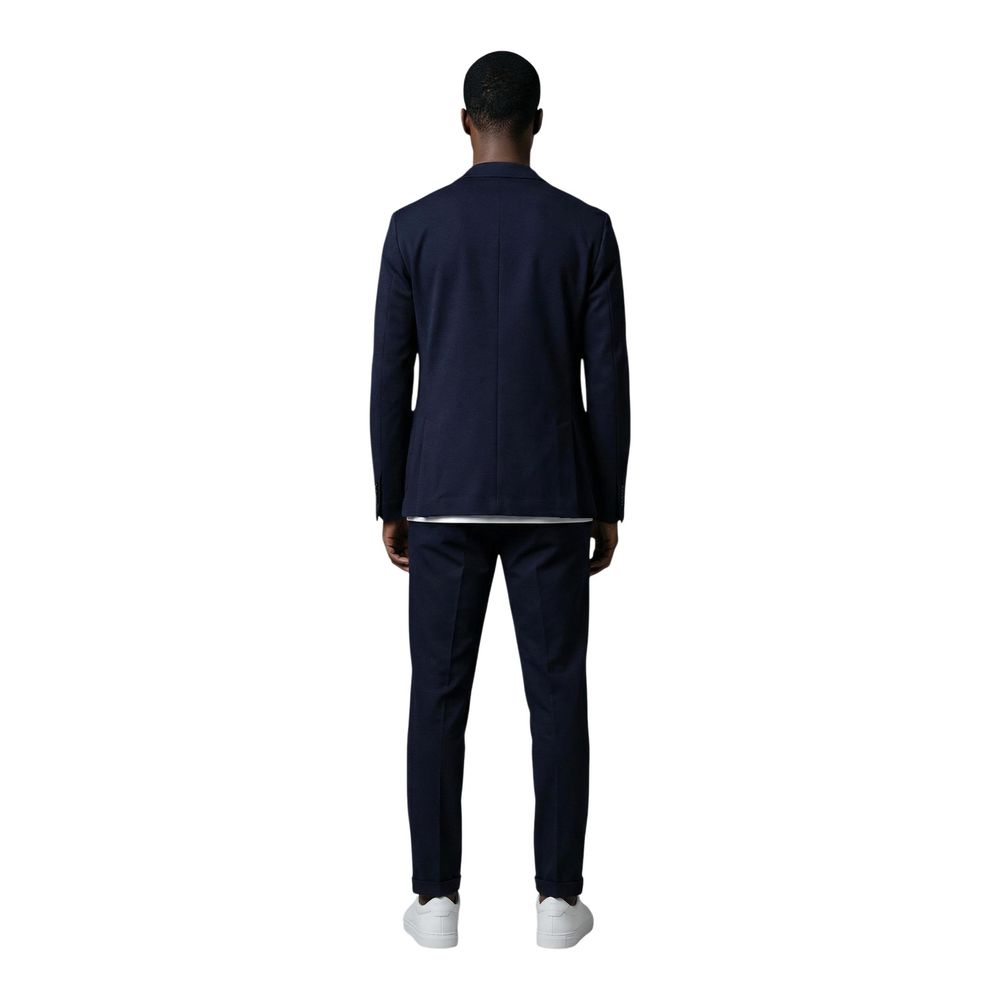 Mulish Blue Cotton Two-Piece Men's Suit