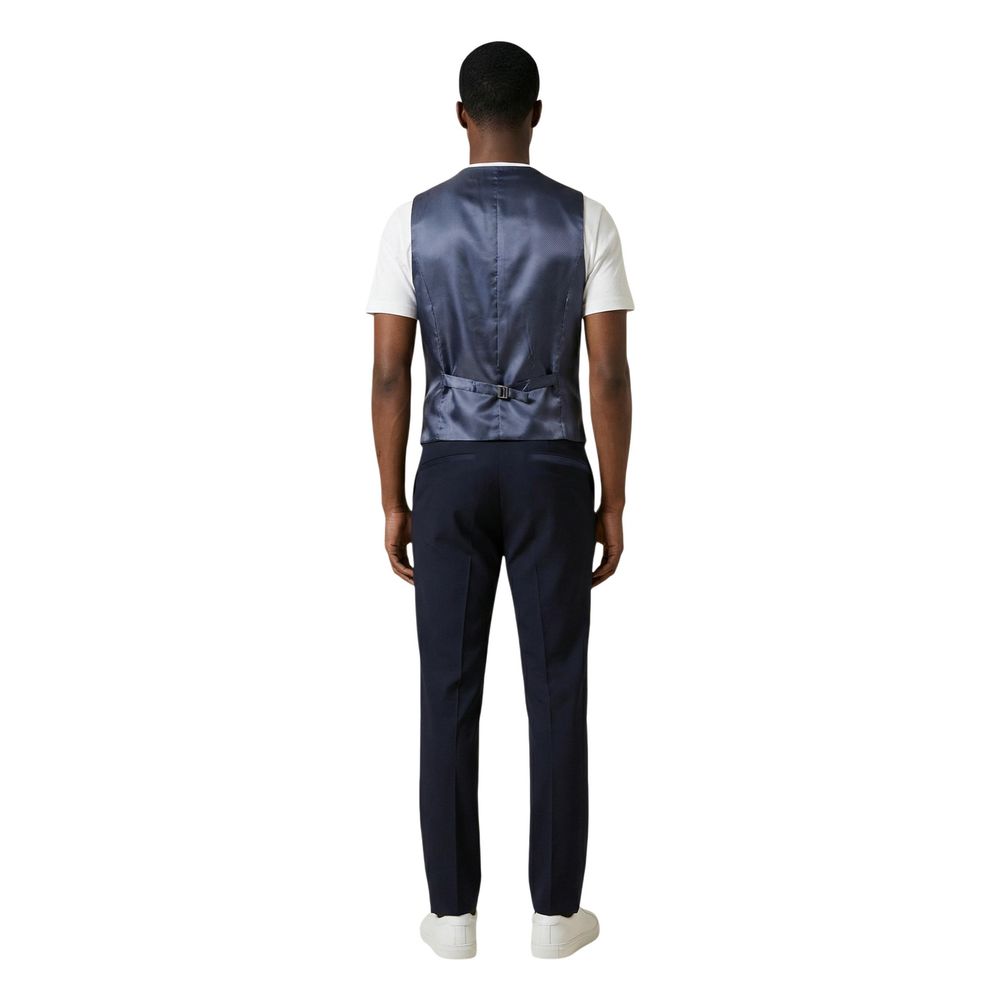 Mulish Blue Polyester Three-Piece Men's Suit