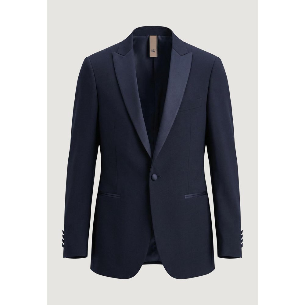 Mulish Blue Polyester Three-Piece Men's Suit