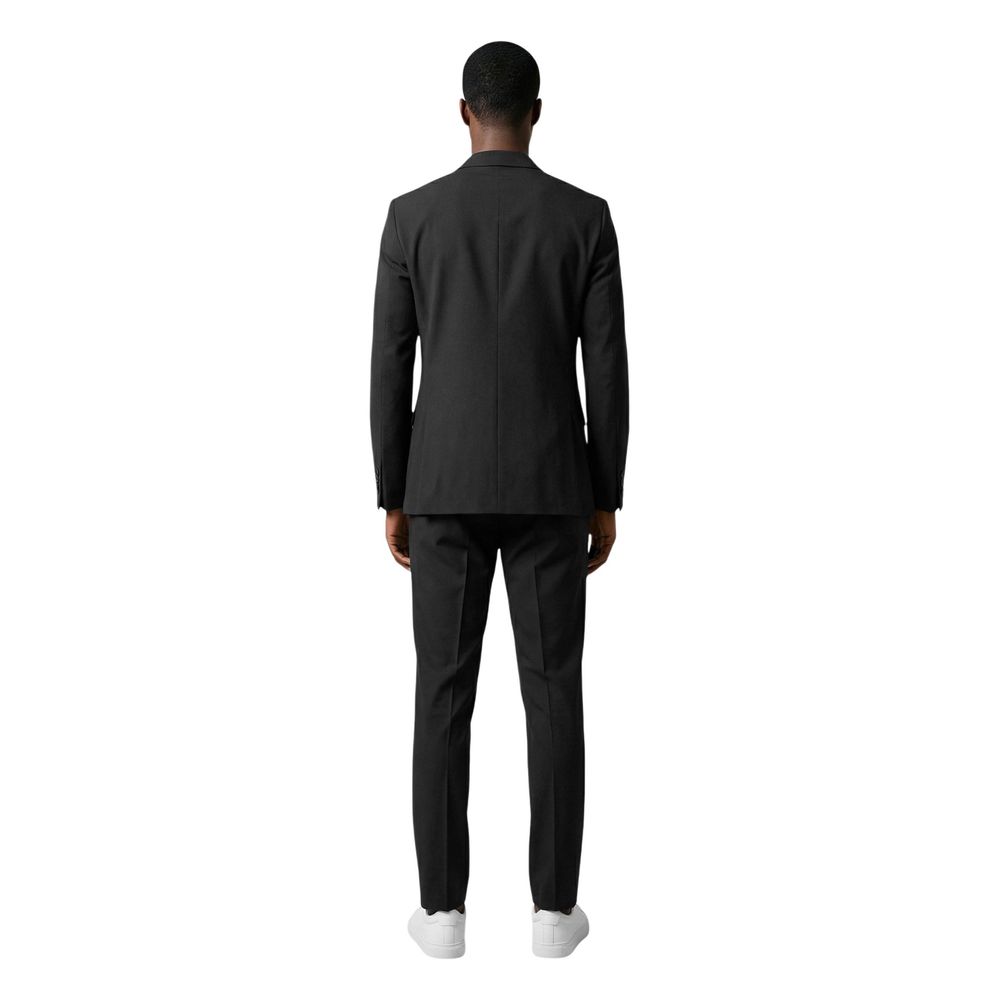 Mulish Black Polyester Three-Piece Men's Suit