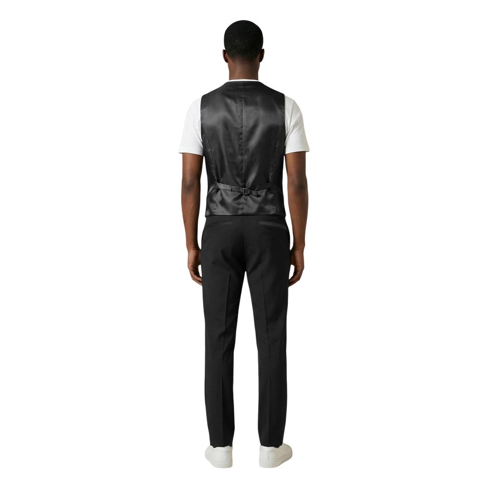 Mulish Black Polyester Three-Piece Men's Suit