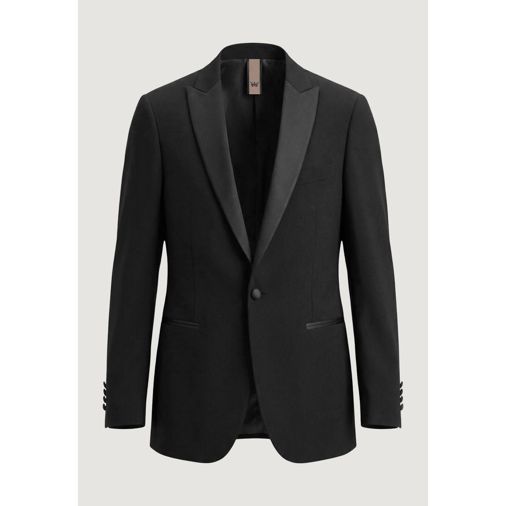 Mulish Black Polyester Three-Piece Men's Suit