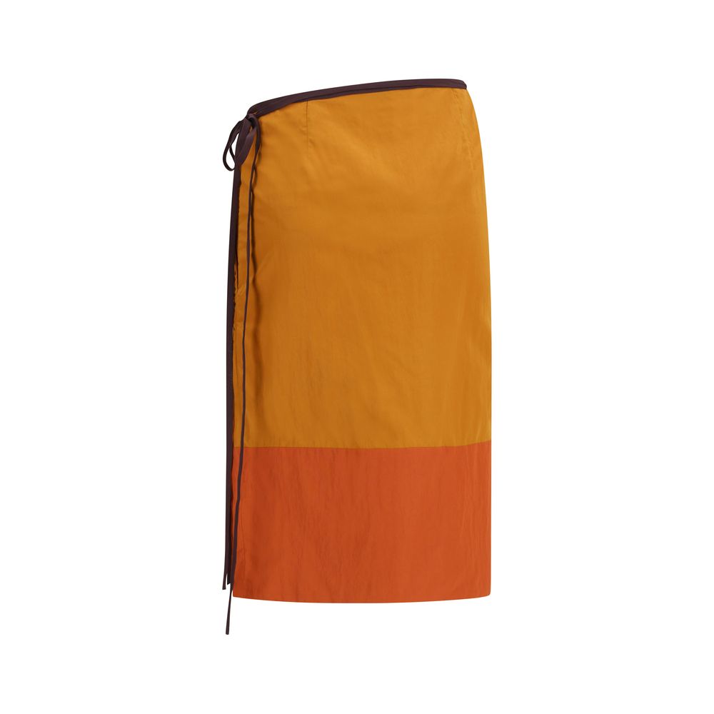 Saint Laurent Orange Nylon Midi Women's Skirt