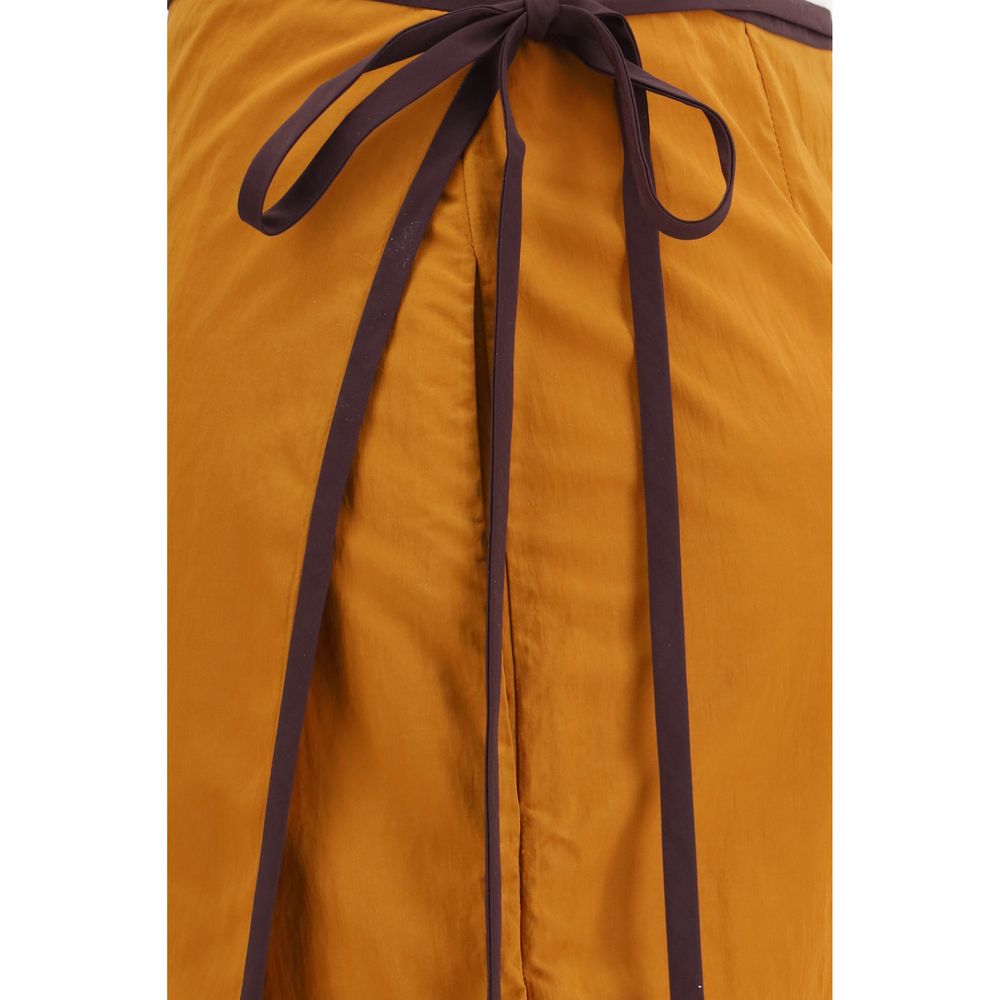 Saint Laurent Orange Nylon Midi Women's Skirt