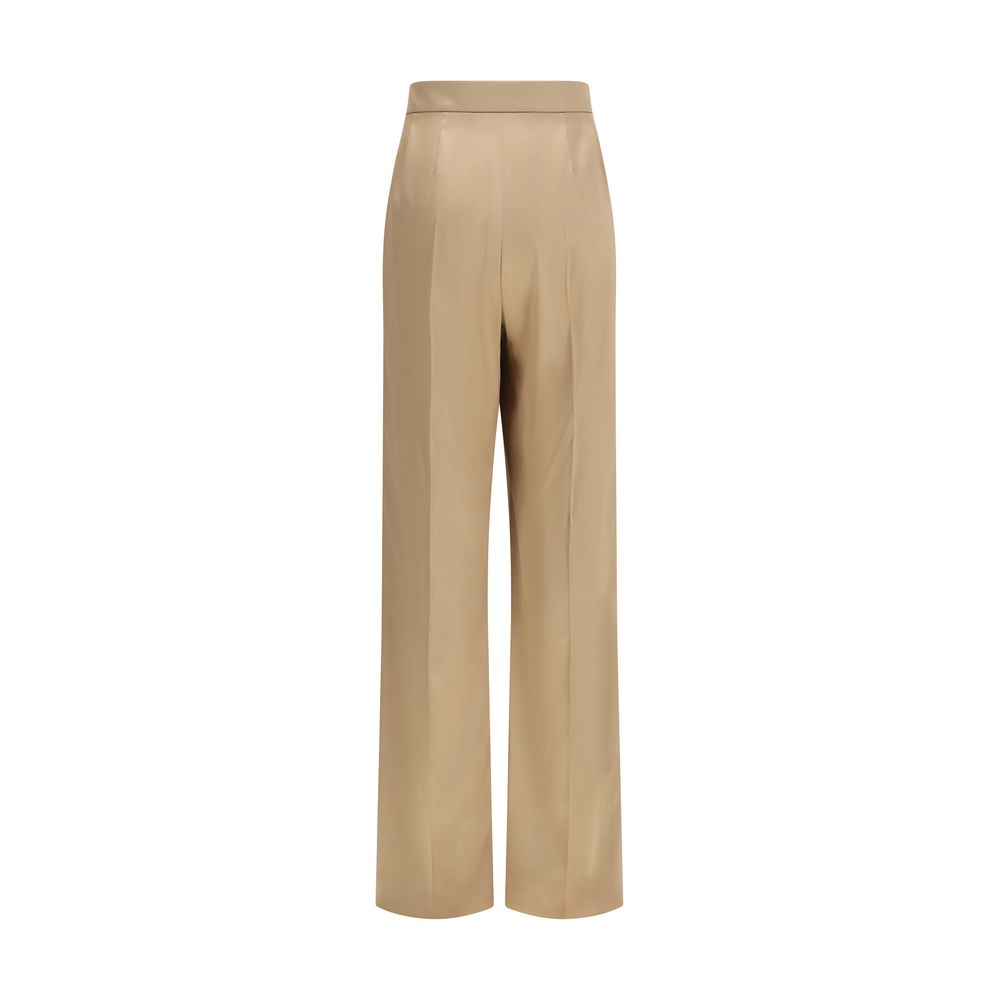Beige Silk Dress Women's Pants
