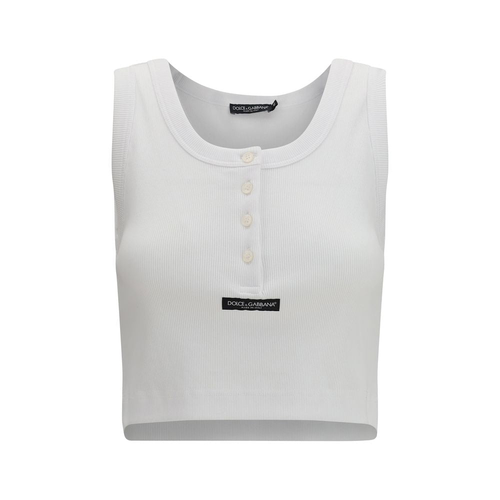 Dolce & Gabbana White Cotton Tank Women's Tops