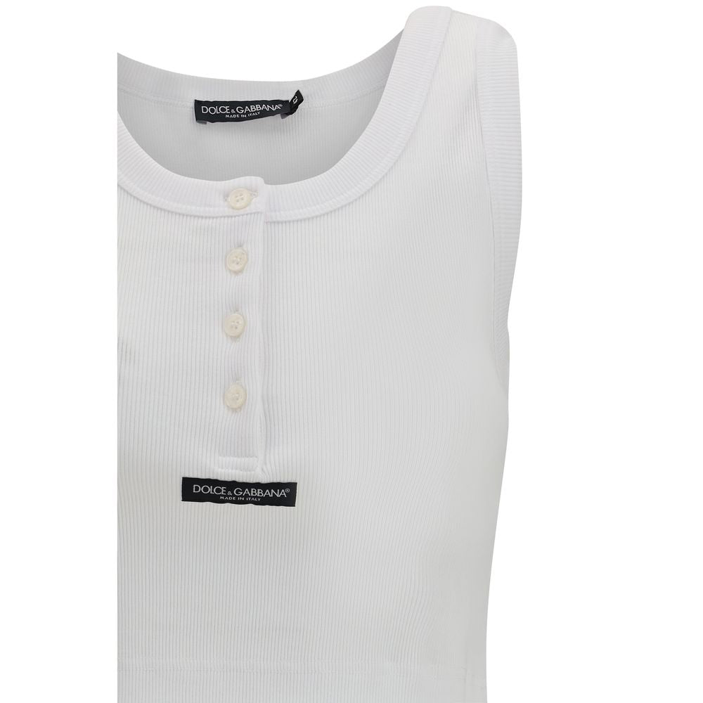 Dolce & Gabbana White Cotton Tank Women's Tops