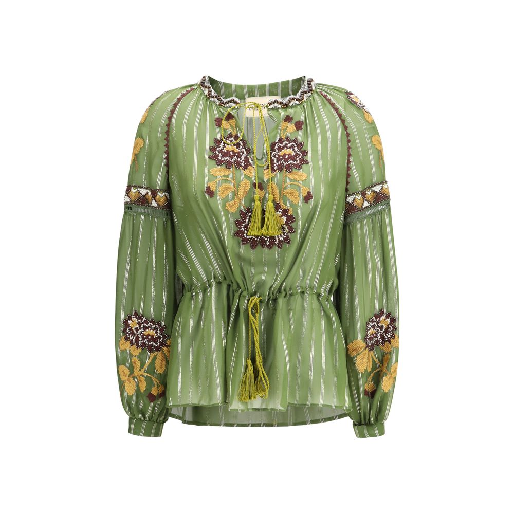 Bicolor Silk Pattern Women's Shirt