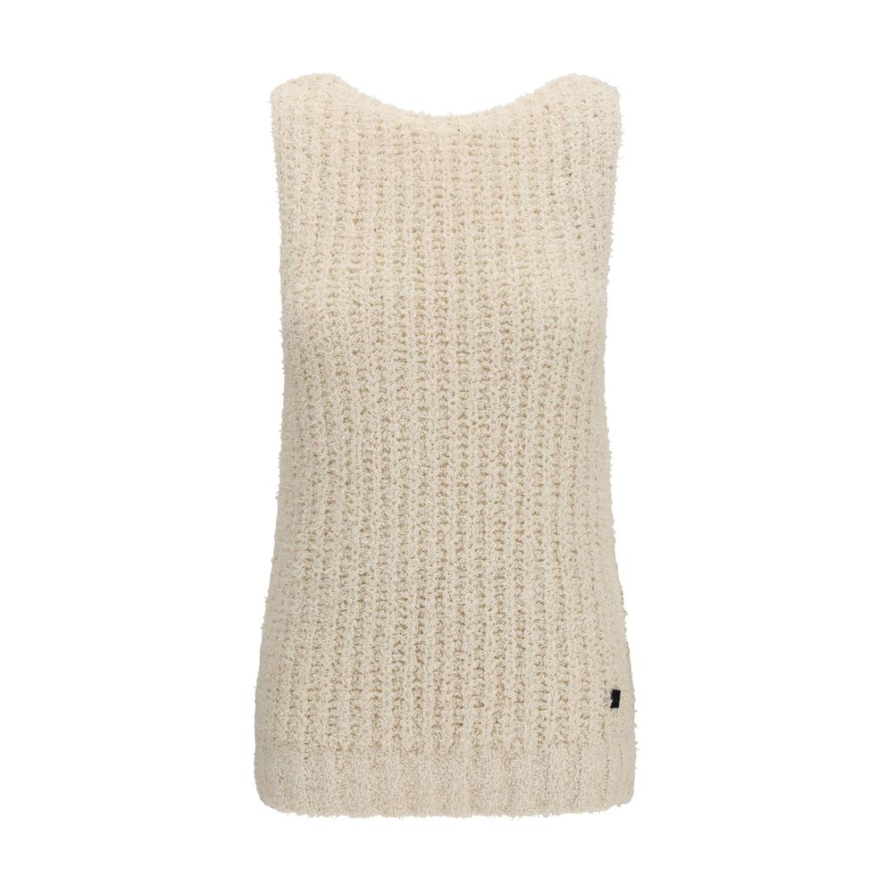 Balmain Beige Cotton Sleeveles Women's Sweater