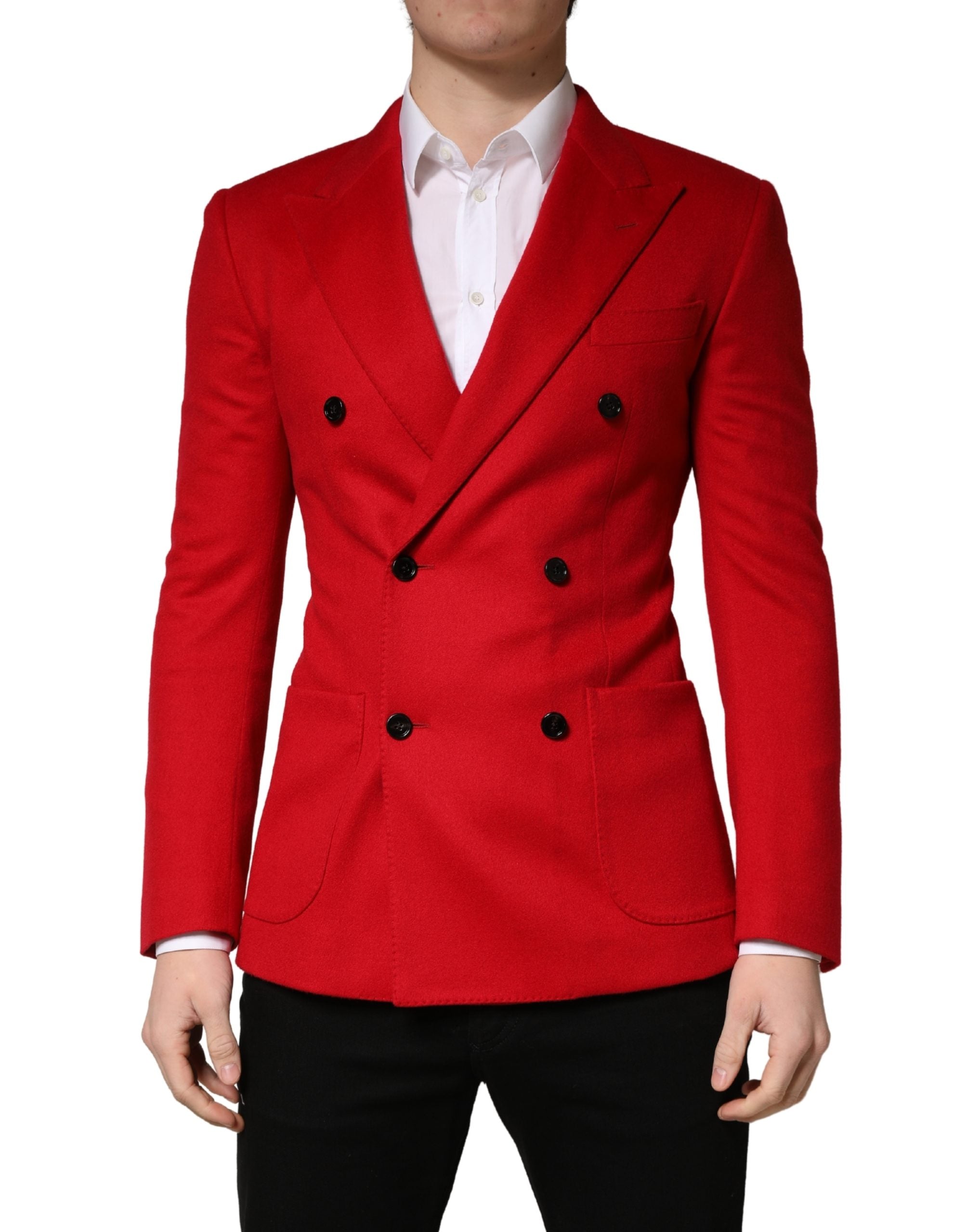 Dolce & Gabbana Red Cashmere Slim Fit Coat Jacket Men's Blazer (Pre-Owned)