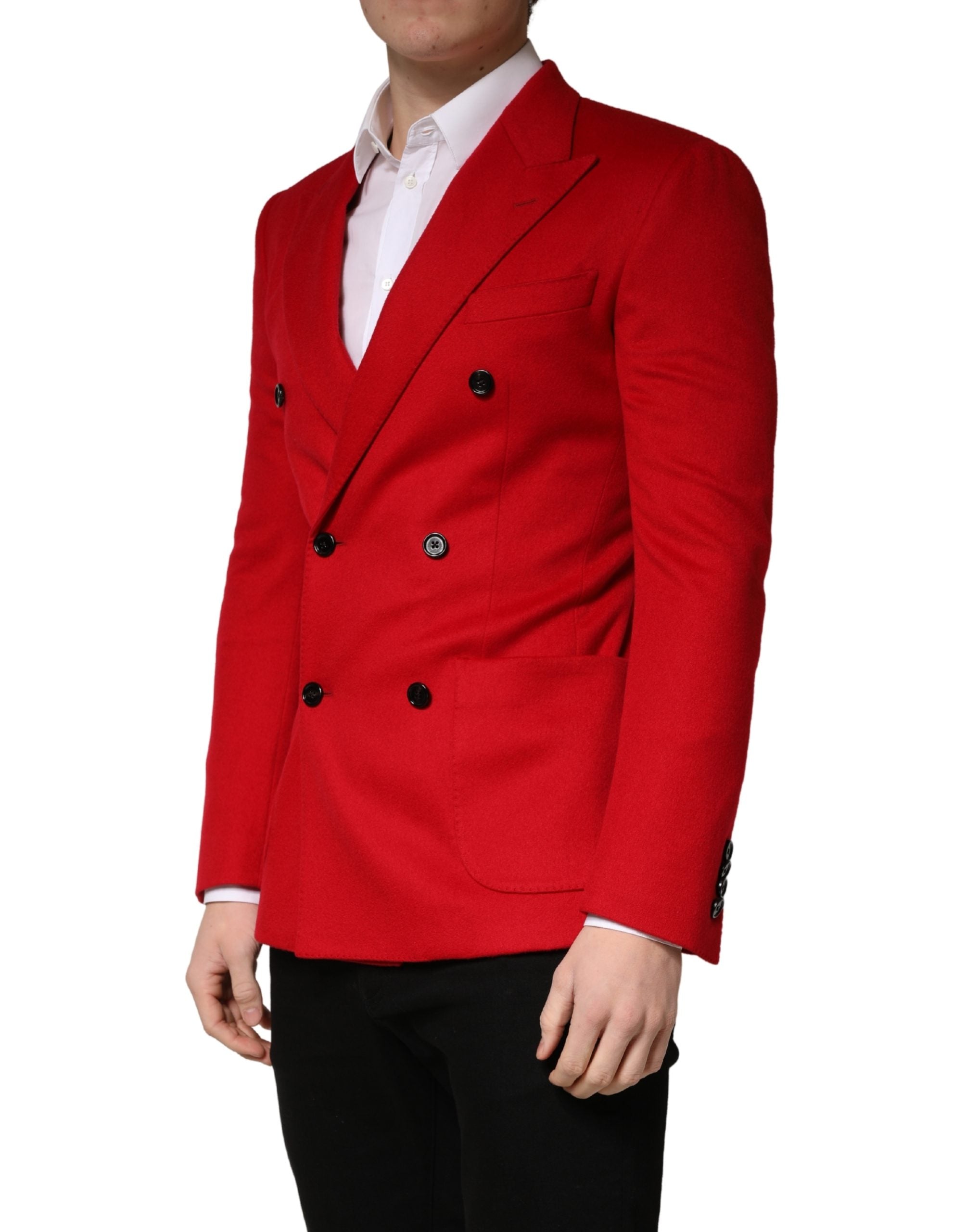 Dolce & Gabbana Red Cashmere Slim Fit Coat Jacket Men's Blazer (Pre-Owned)