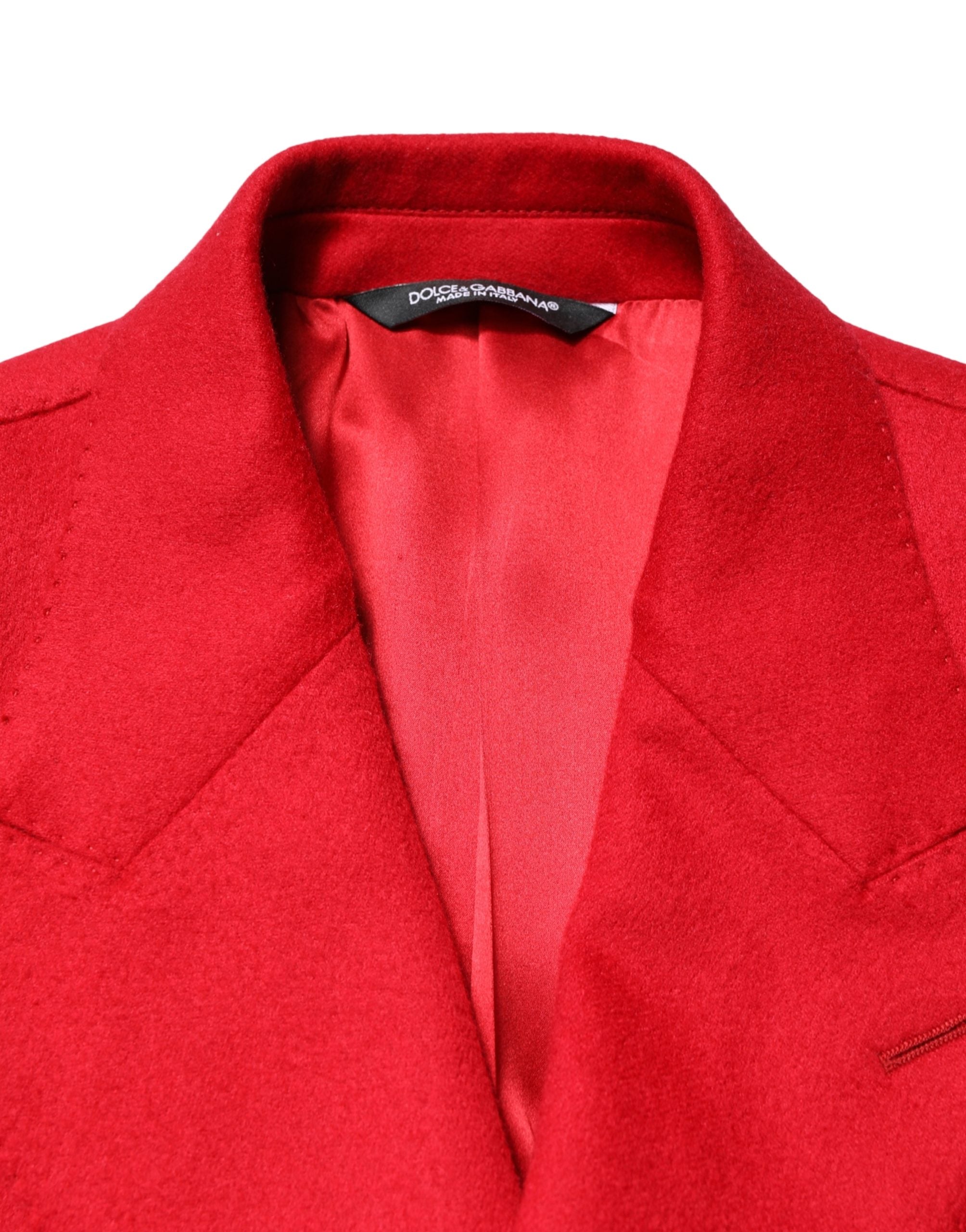 Dolce & Gabbana Red Cashmere Slim Fit Coat Jacket Men's Blazer (Pre-Owned)