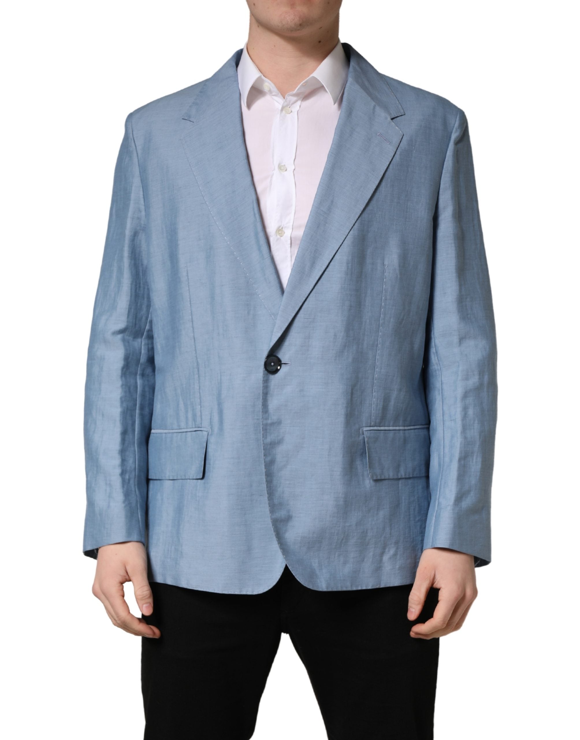 Dolce & Gabbana Light Blue Single Breasted Men Jacket Men's Blazer