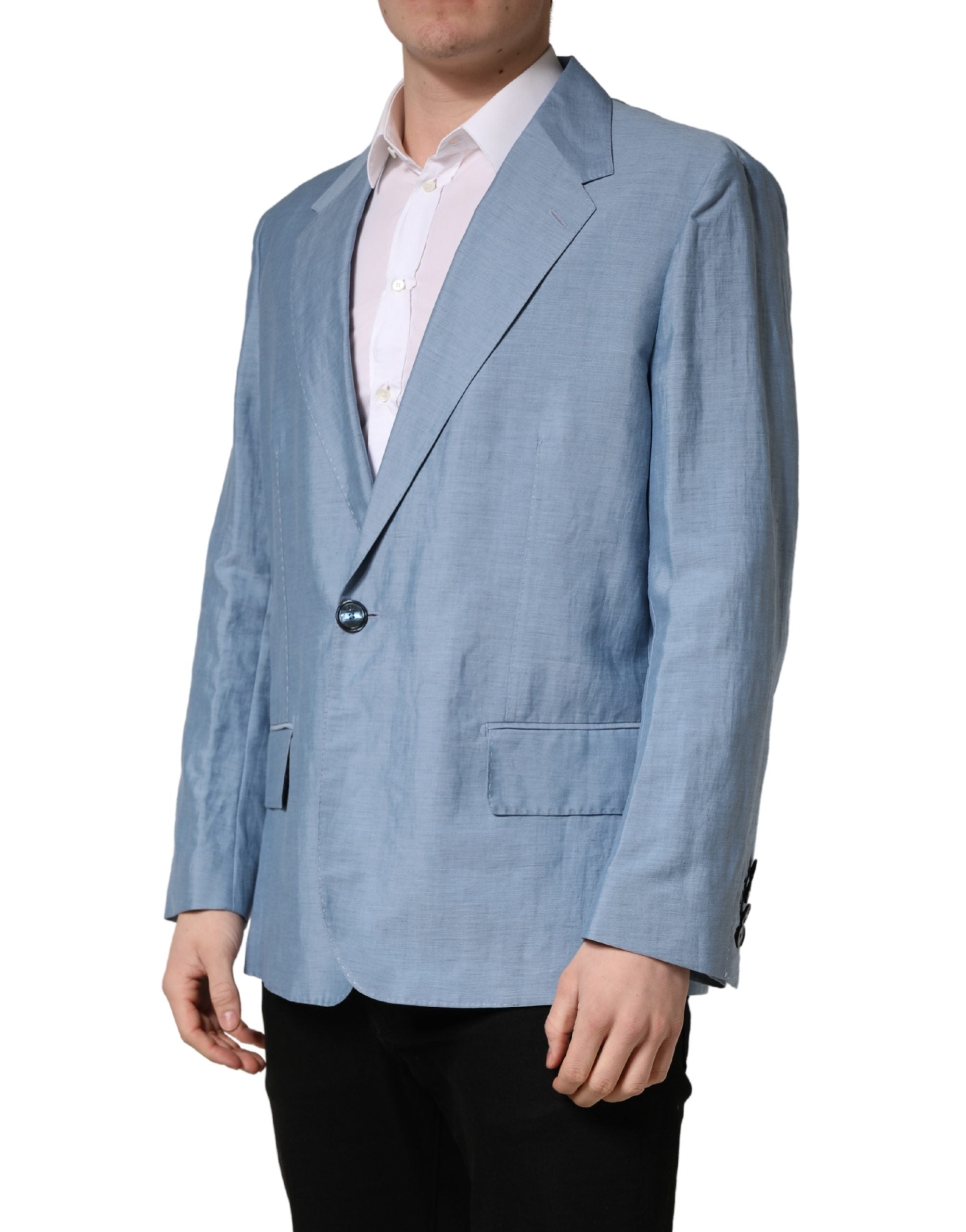 Dolce & Gabbana Light Blue Single Breasted Men Jacket Men's Blazer
