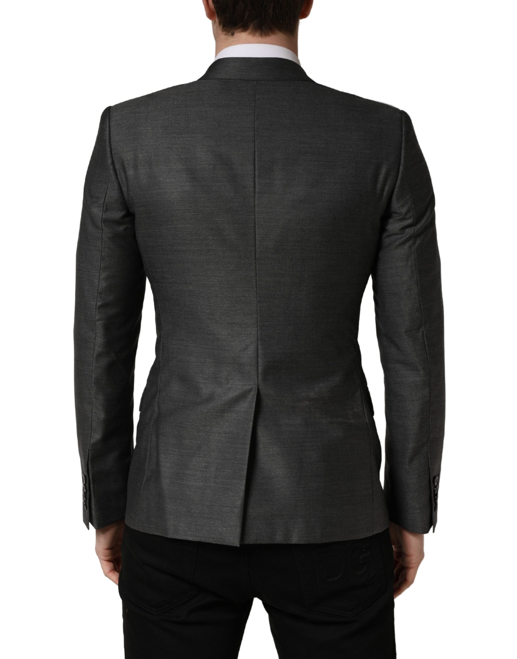 Dolce & Gabbana Dark Gray Wool Slim Fit Coat Jacket Men's Blazer