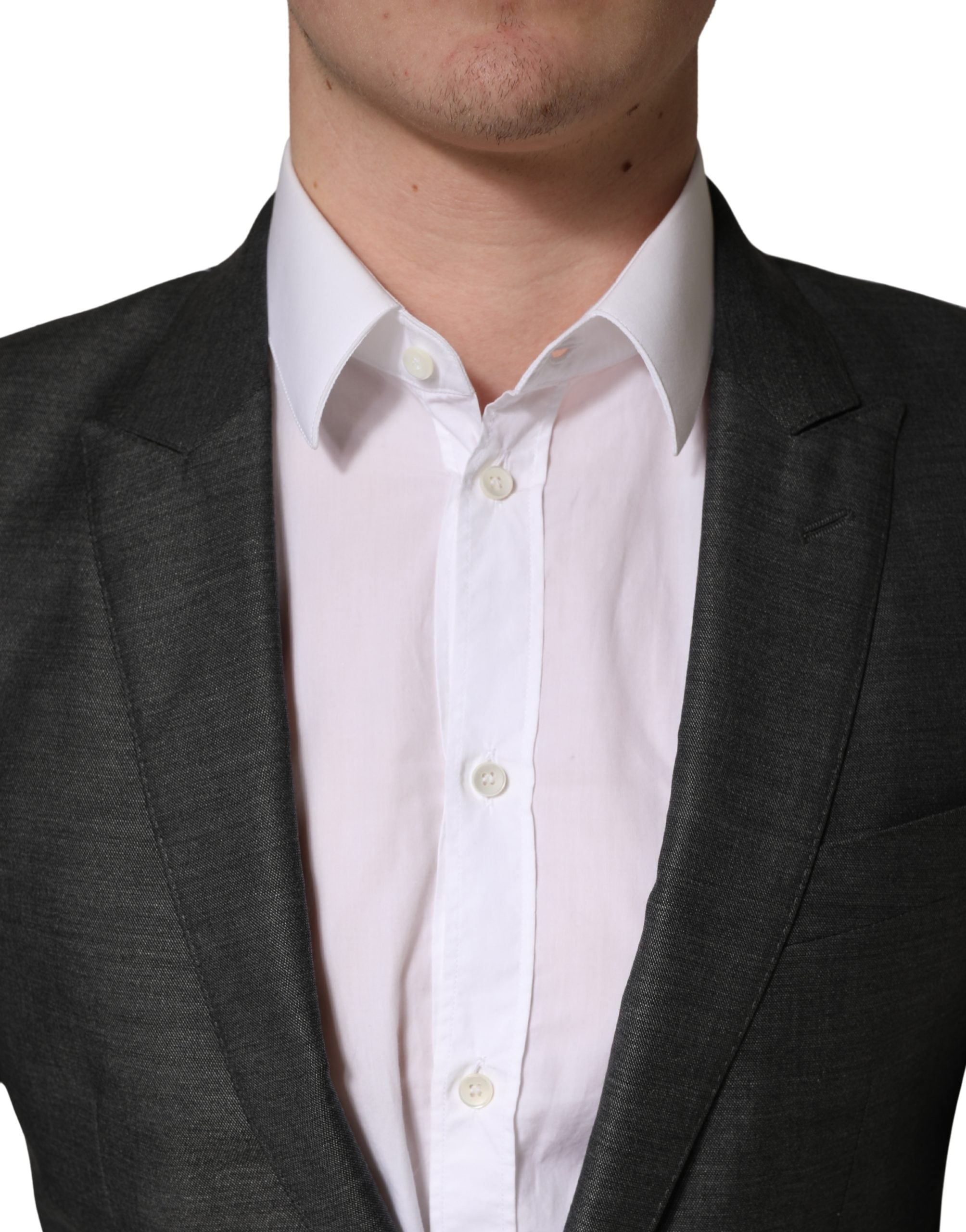 Dolce & Gabbana Dark Gray Wool Slim Fit Coat Jacket Men's Blazer