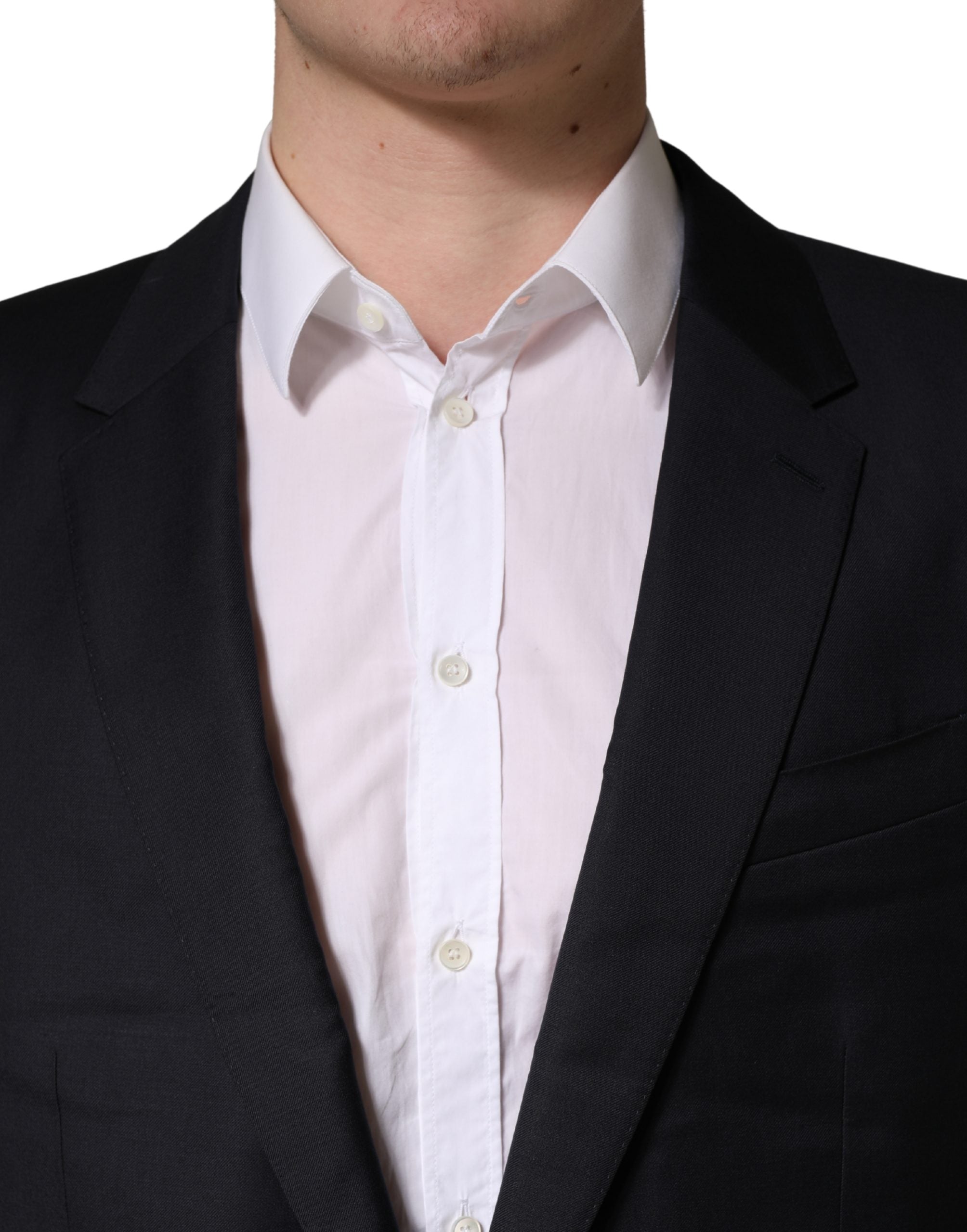 Dolce & Gabbana Dark Blue Wool Slim Fit Coat Men Jacket Men's Blazer