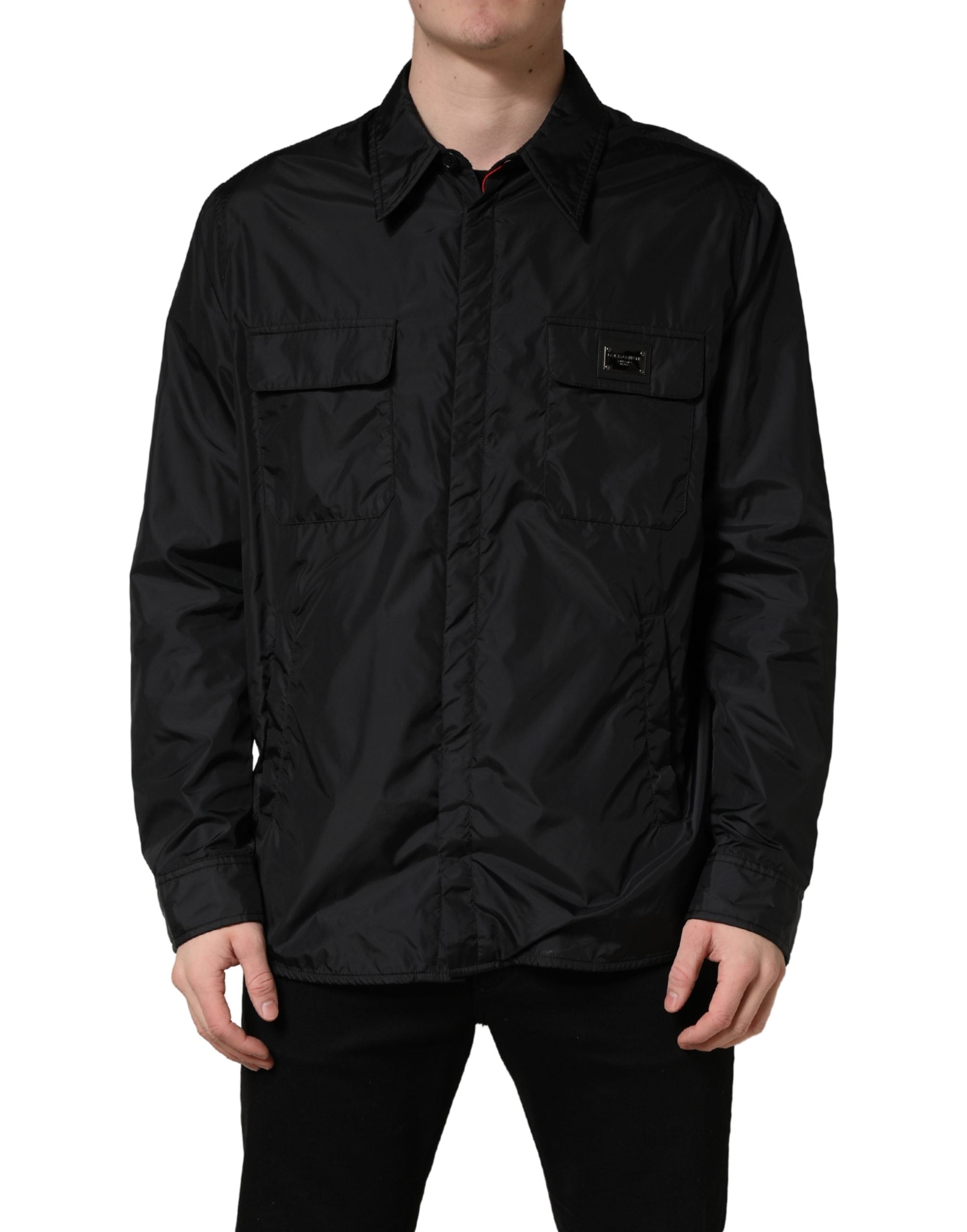 Dolce & Gabbana Black Logo Plaque Long Sleeves Shirt Men's Jacket (Pre-Owned)