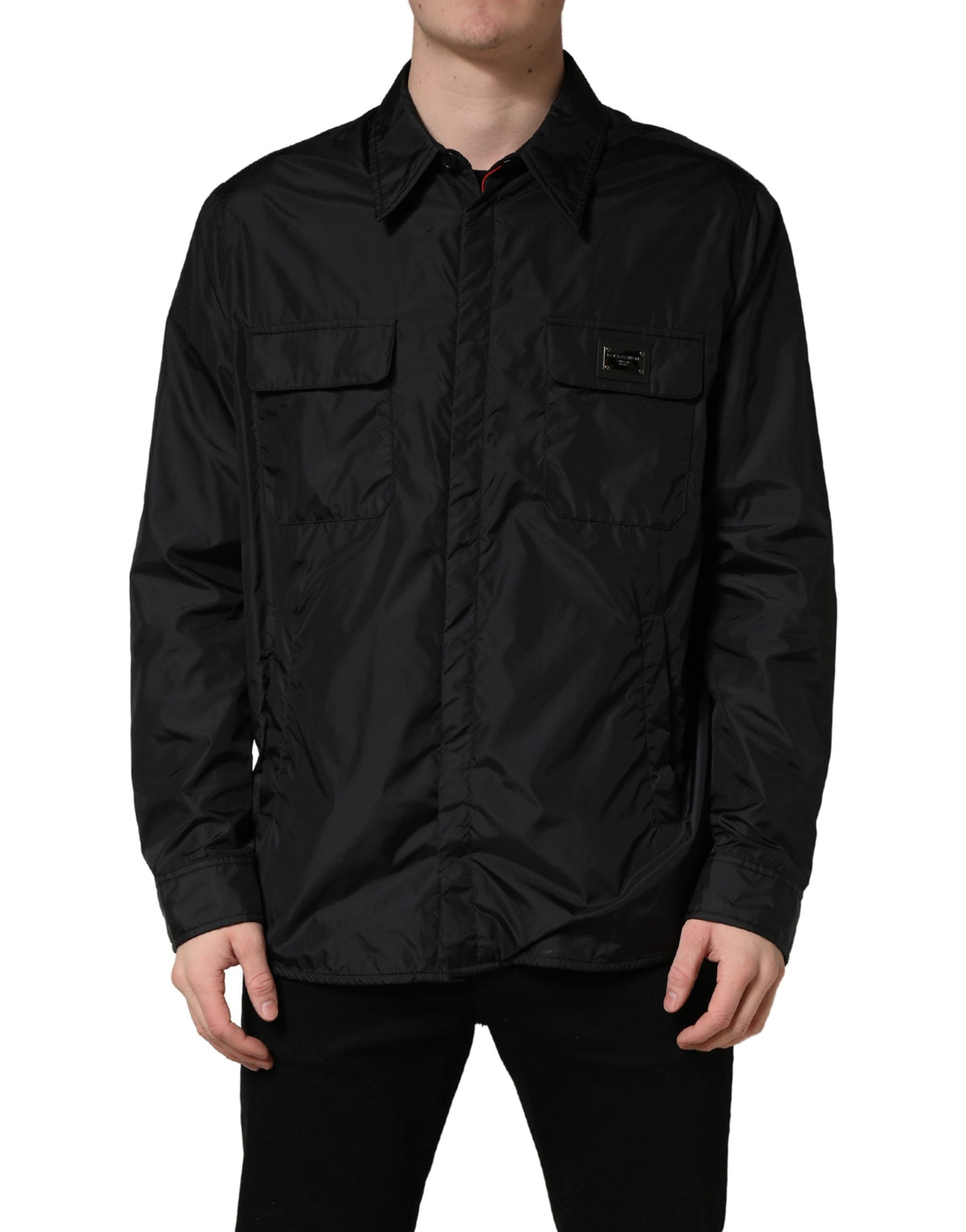 Dolce & Gabbana Black Logo Plaque Long Sleeves Shirt Men's Jacket (Pre-Owned)