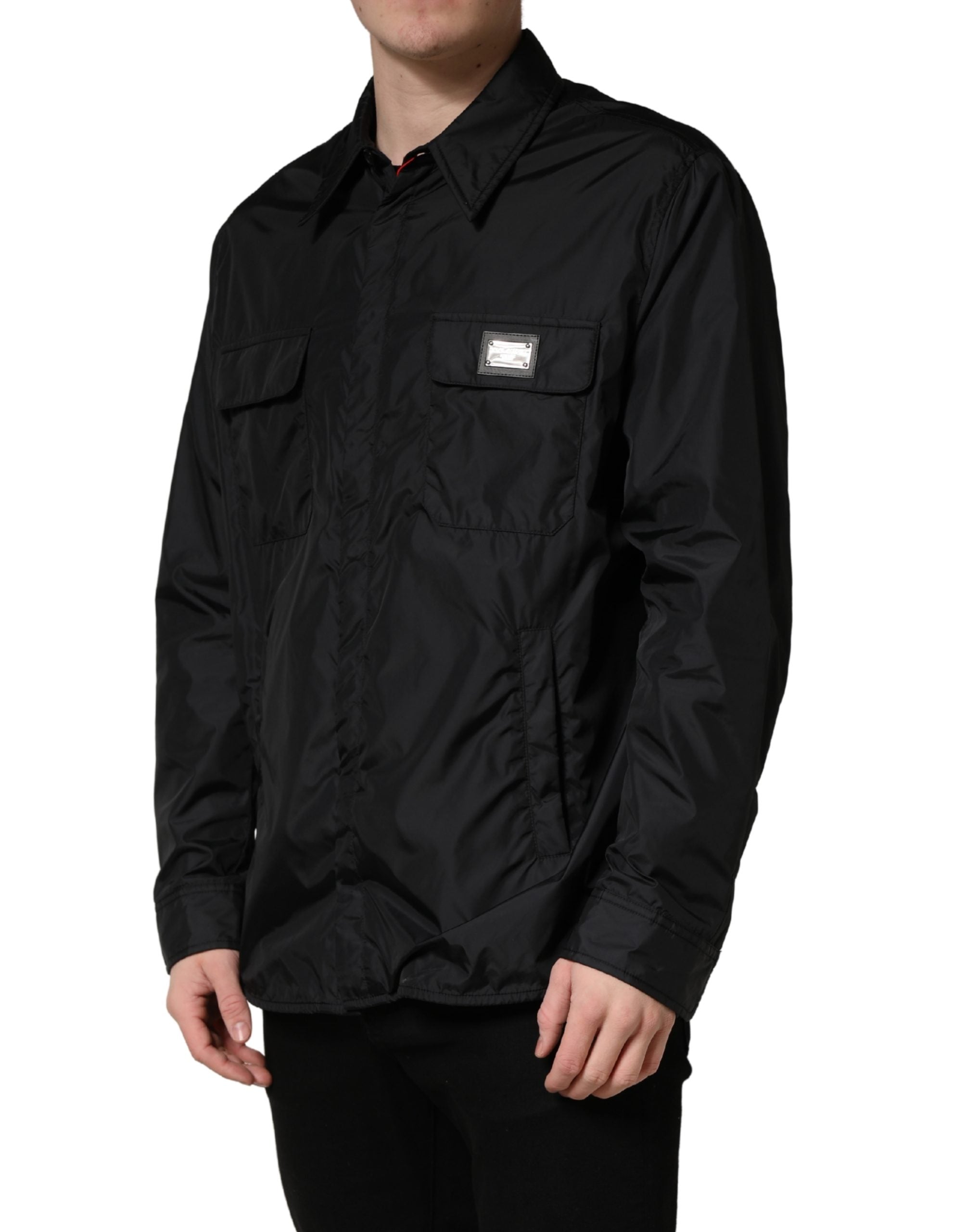 Dolce & Gabbana Black Logo Plaque Long Sleeves Shirt Men's Jacket (Pre-Owned)