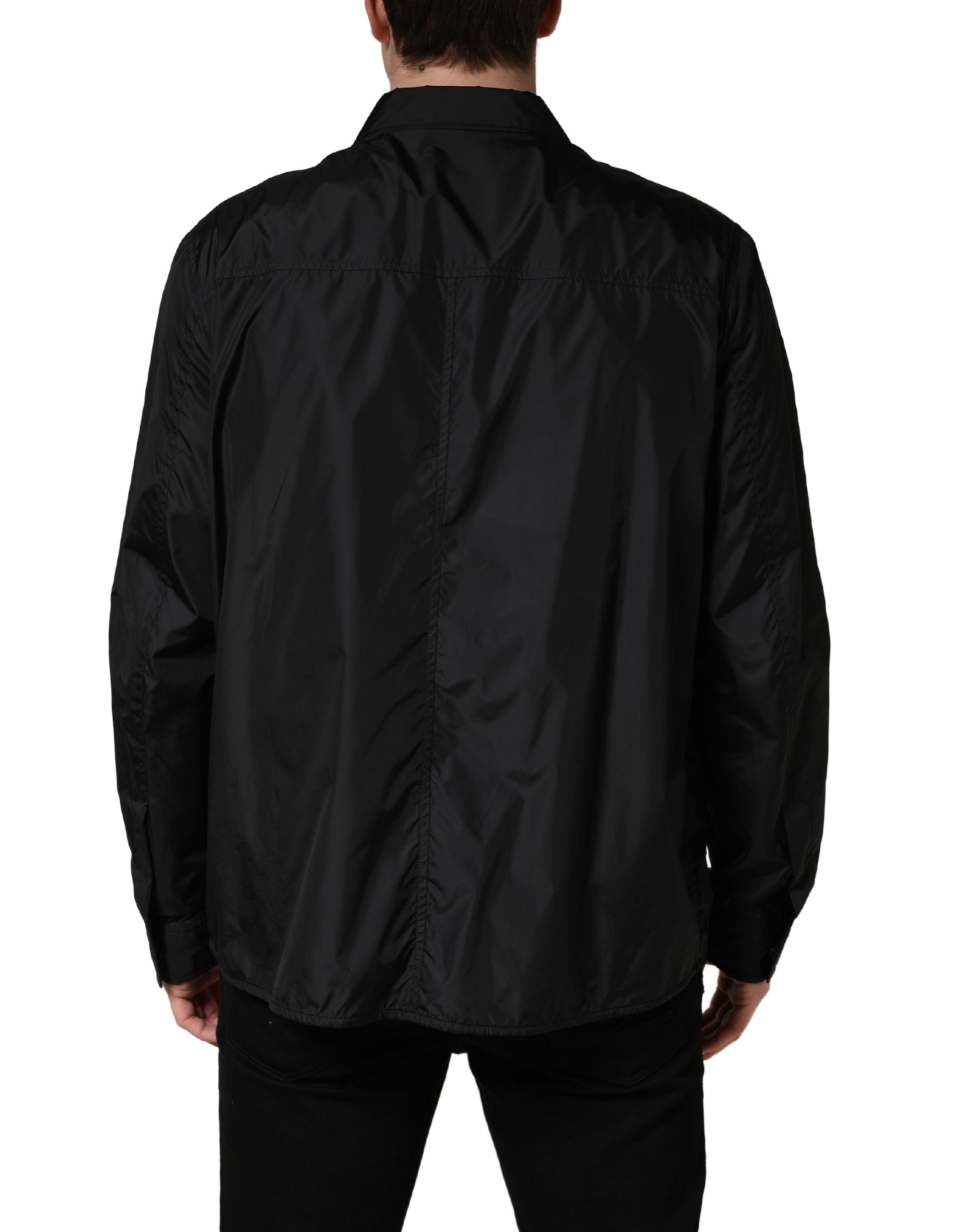 Dolce & Gabbana Black Logo Plaque Long Sleeves Shirt Men's Jacket (Pre-Owned)
