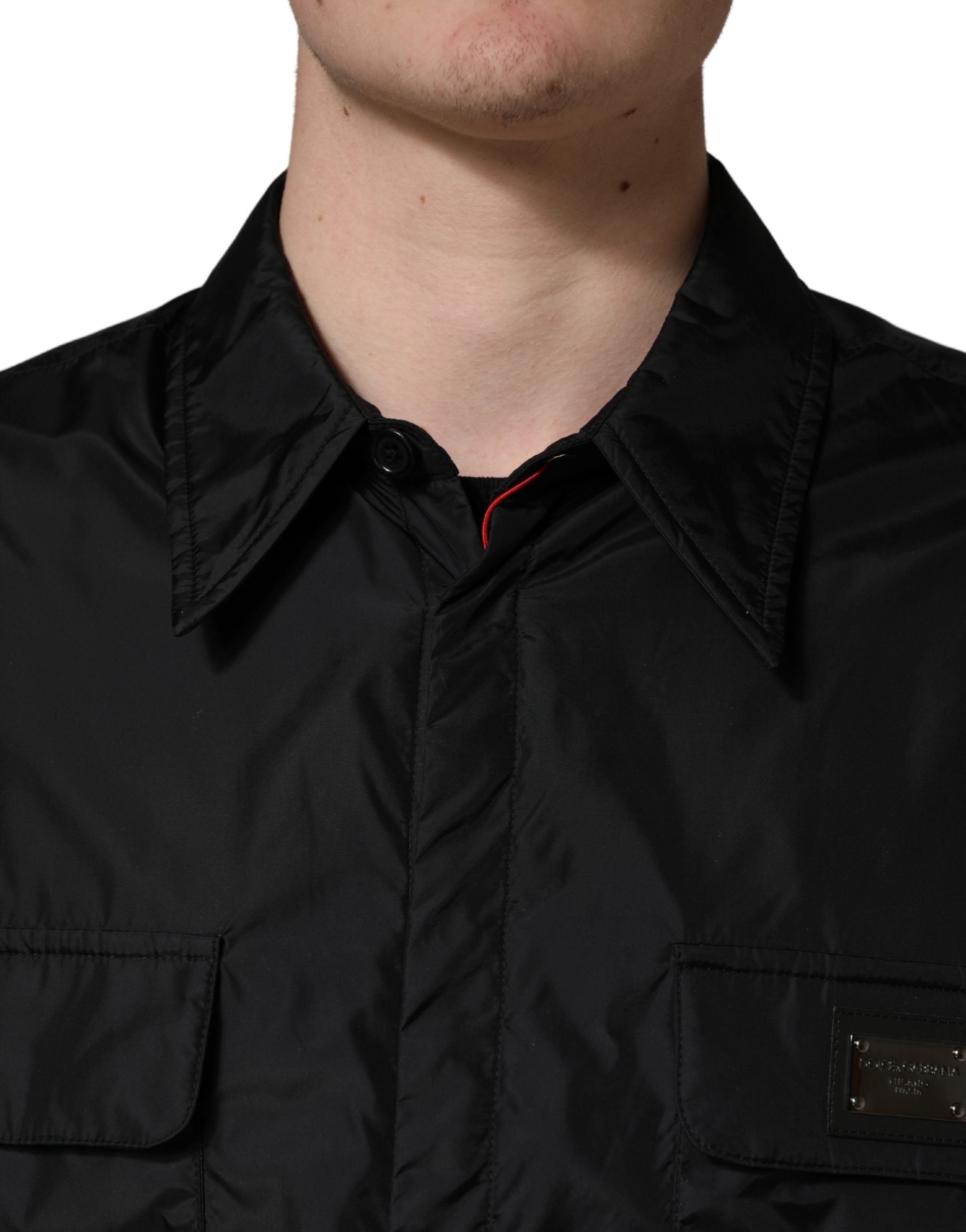Dolce & Gabbana Black Logo Plaque Long Sleeves Shirt Men's Jacket (Pre-Owned)