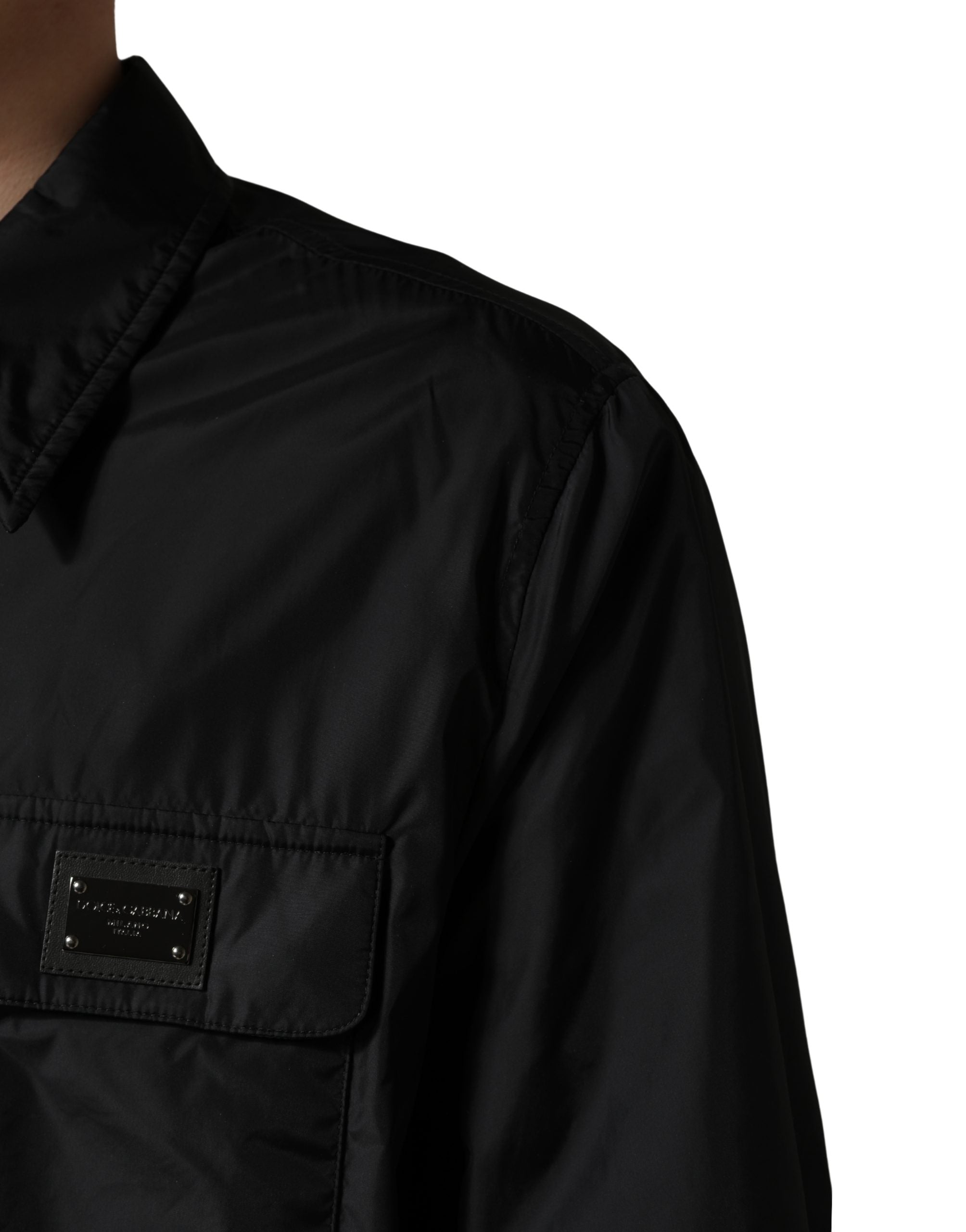 Dolce & Gabbana Black Logo Plaque Long Sleeves Shirt Men's Jacket (Pre-Owned)