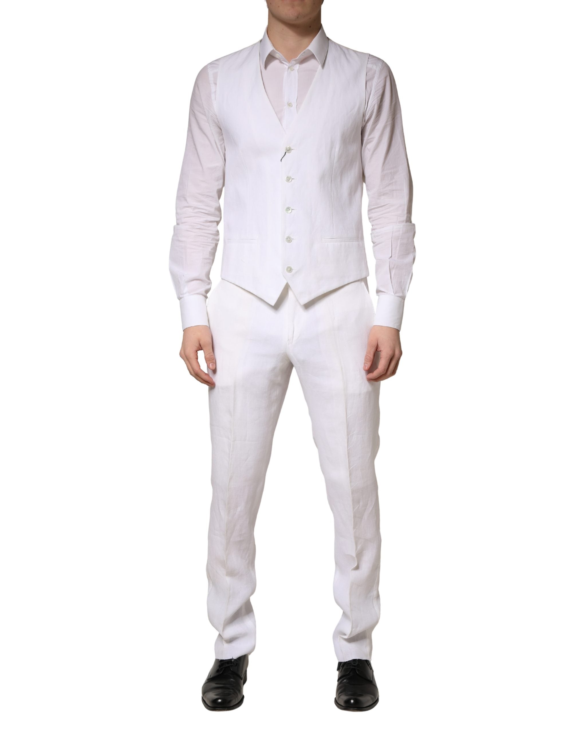 Dolce & Gabbana White SARTORIA Linen 2 Piece Men Formal Men's Suit
