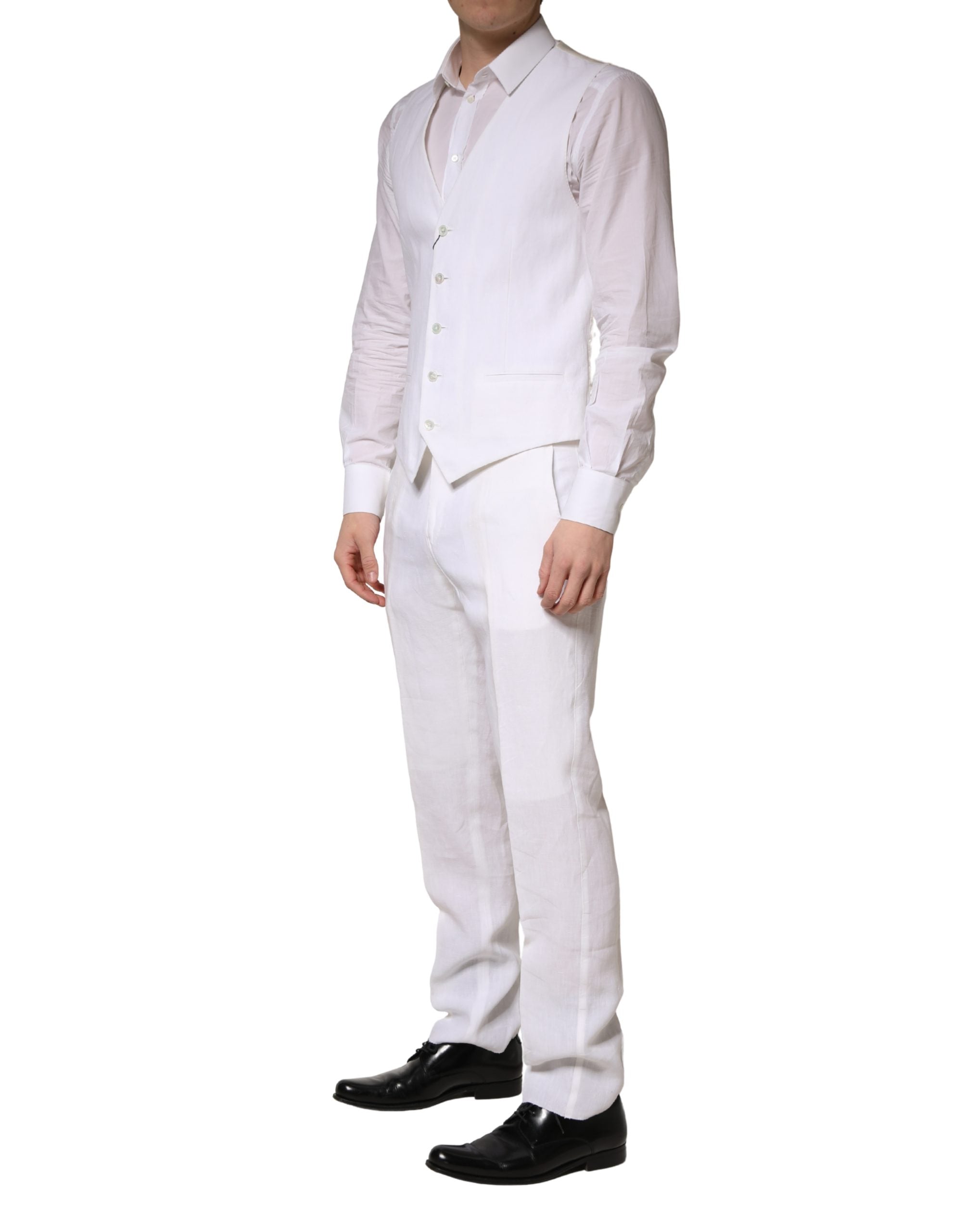 Dolce & Gabbana White SARTORIA Linen 2 Piece Men Formal Men's Suit