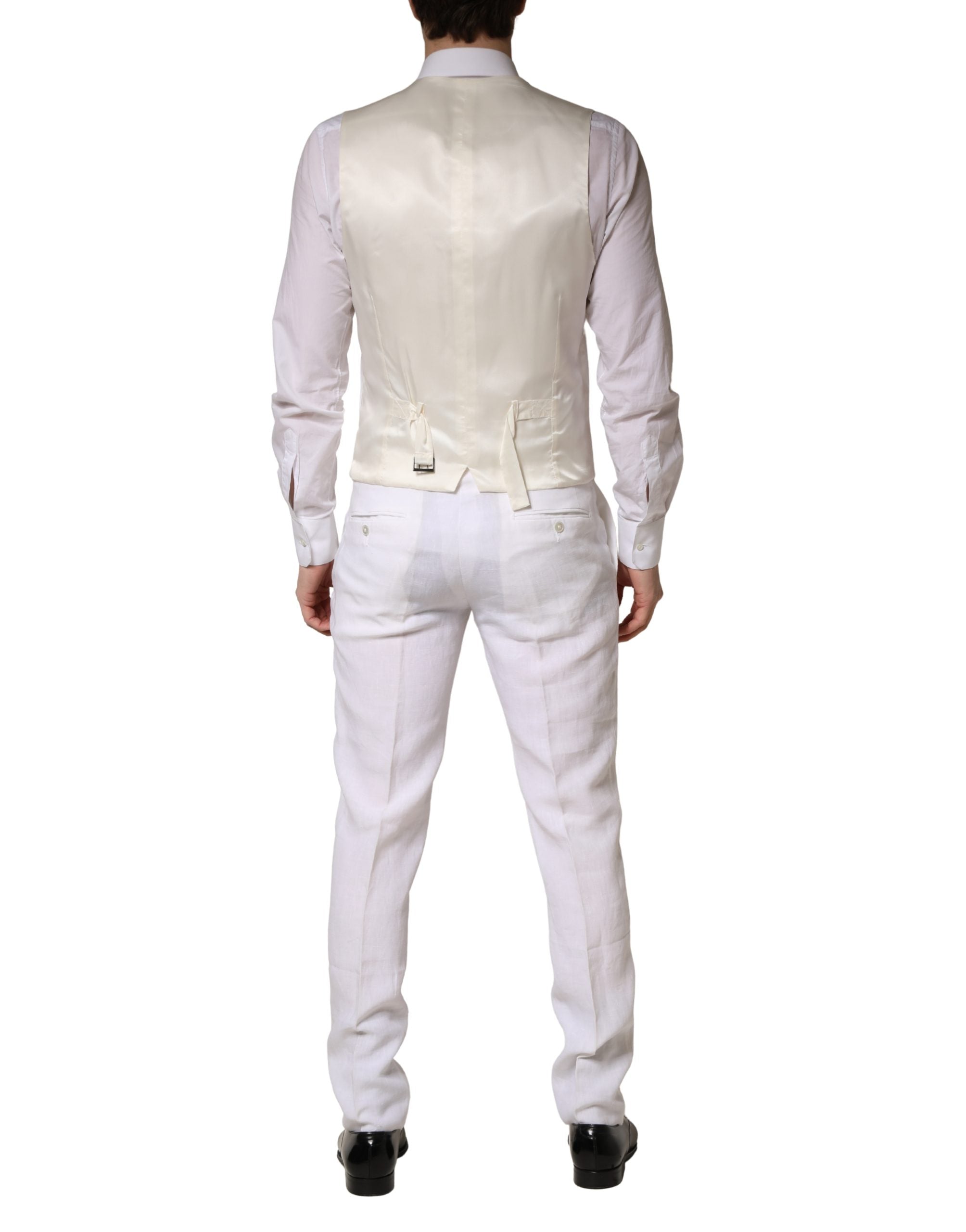 Dolce & Gabbana White SARTORIA Linen 2 Piece Men Formal Men's Suit
