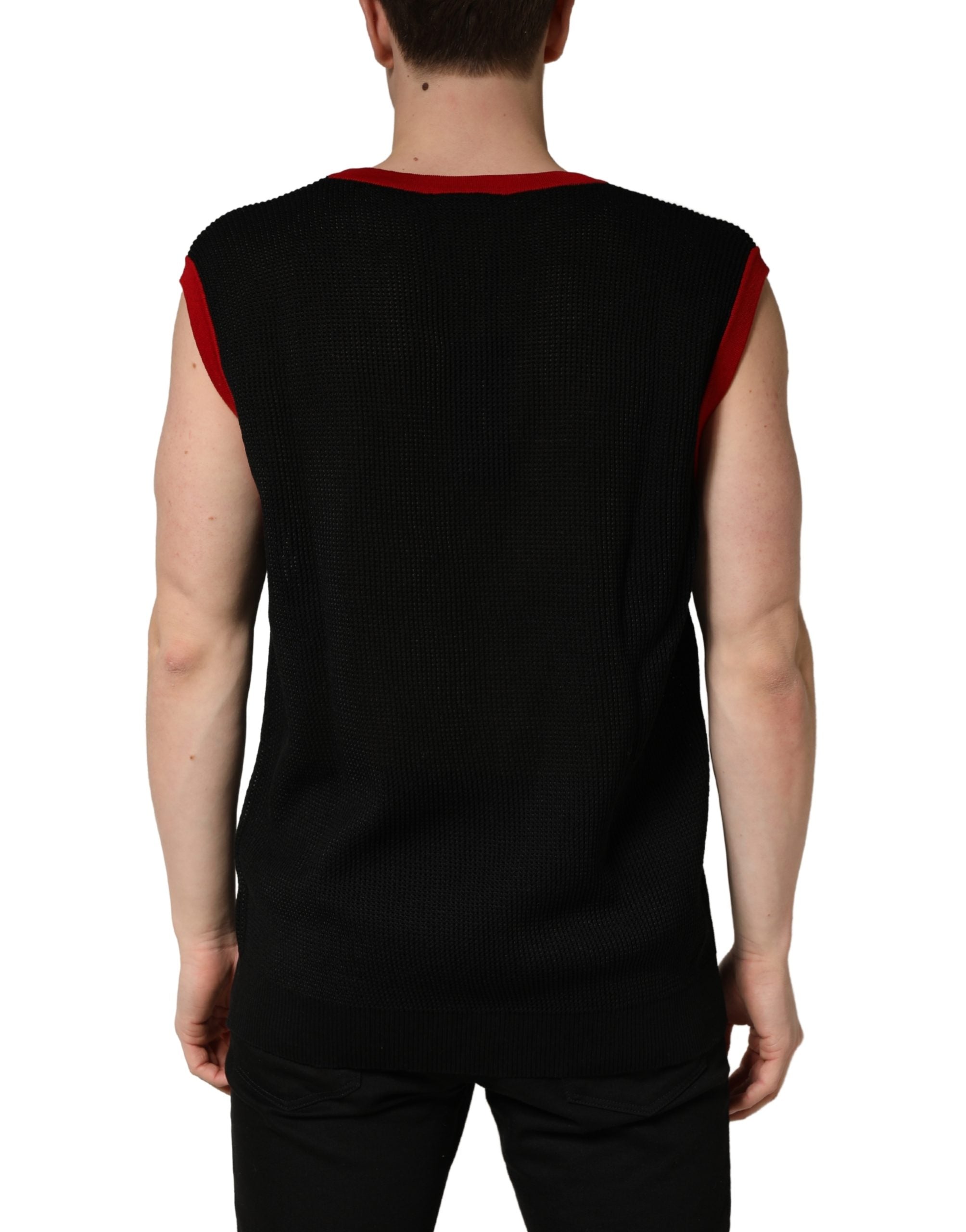 Dolce & Gabbana Black Crew Neck Sleeveless Men Knit Vest Men's T-shirt