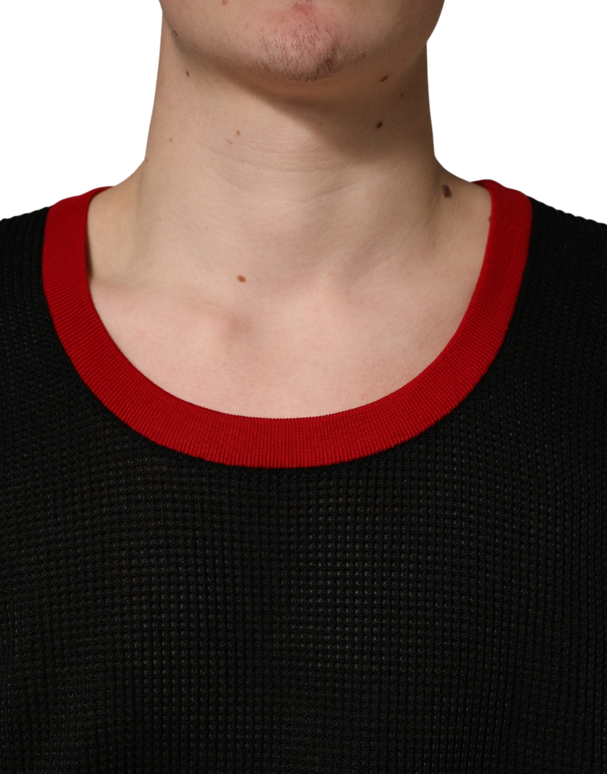 Dolce & Gabbana Black Crew Neck Sleeveless Men Knit Vest Men's T-shirt