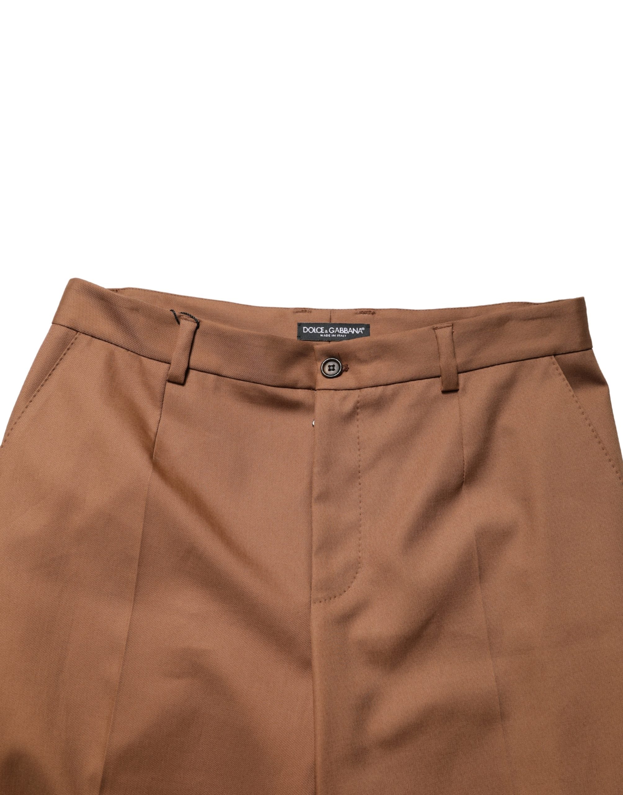 Dolce & Gabbana Brown Cotton Straight Men Dress Trouser Men's Pants (Pre-Owned)