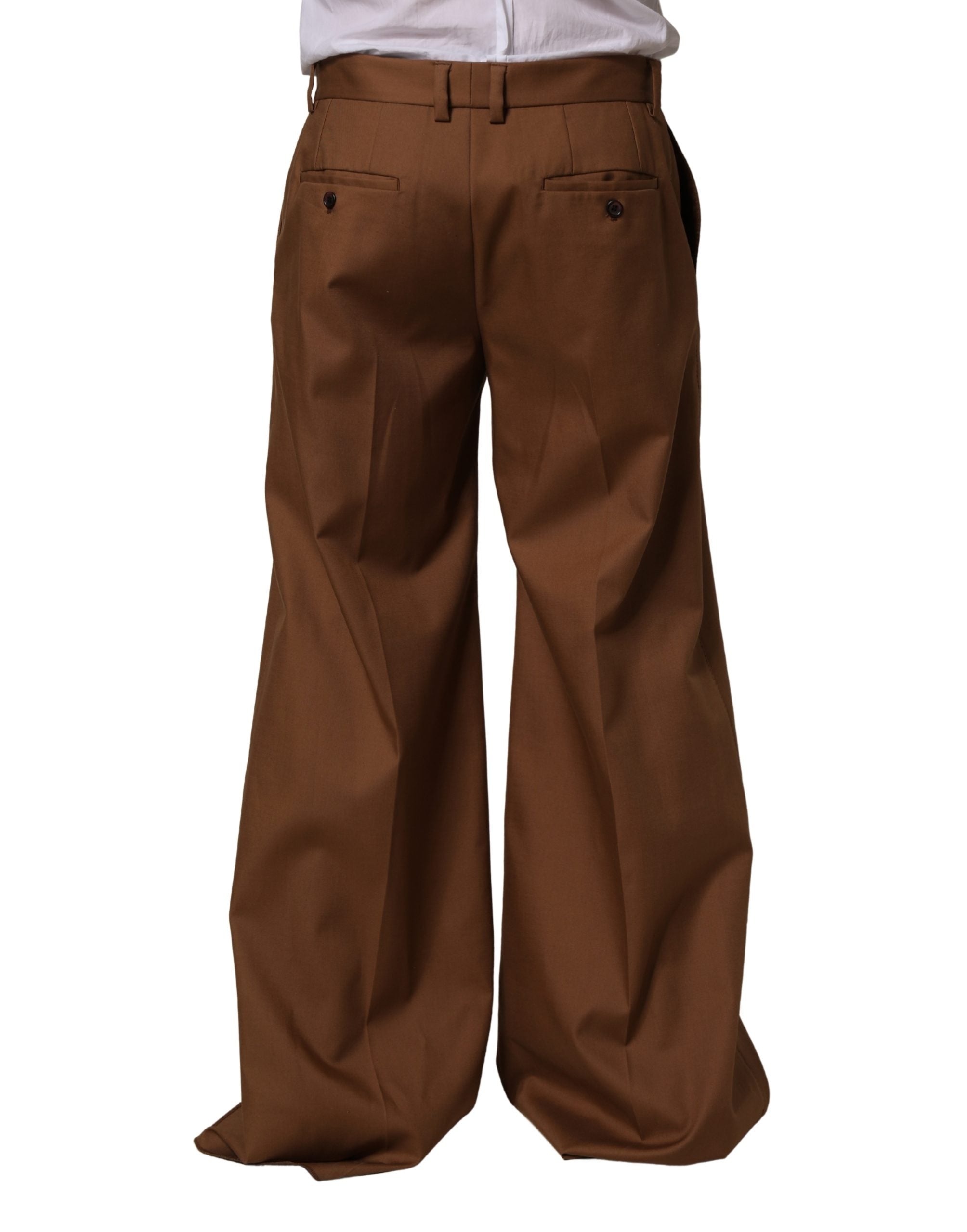 Dolce & Gabbana Brown Cotton Straight Men Dress Trouser Men's Pants (Pre-Owned)