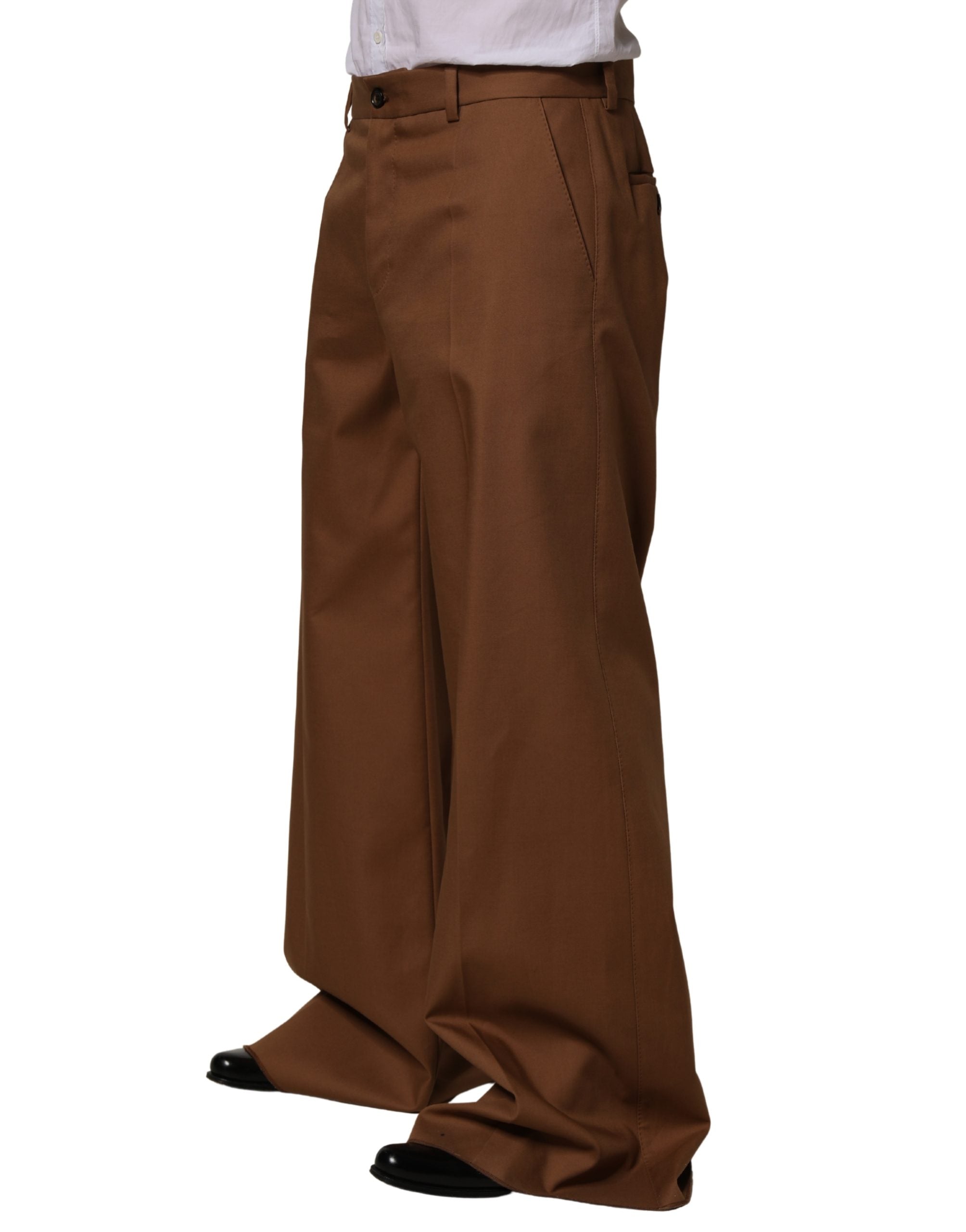 Dolce & Gabbana Brown Cotton Straight Men Dress Trouser Men's Pants (Pre-Owned)
